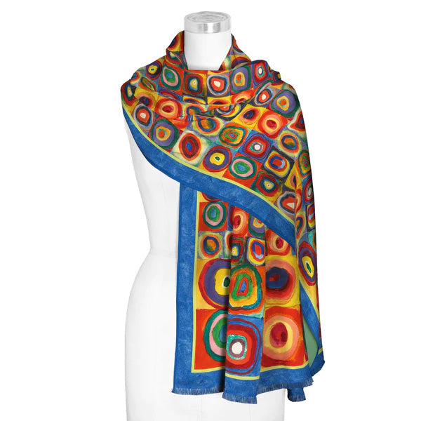 Kandinsky Circles Scarf - Abstract Art Inspired Fashion Accessory for Women - Perfect for Art Lovers, Museum Visits & Bohemian Style Outfits