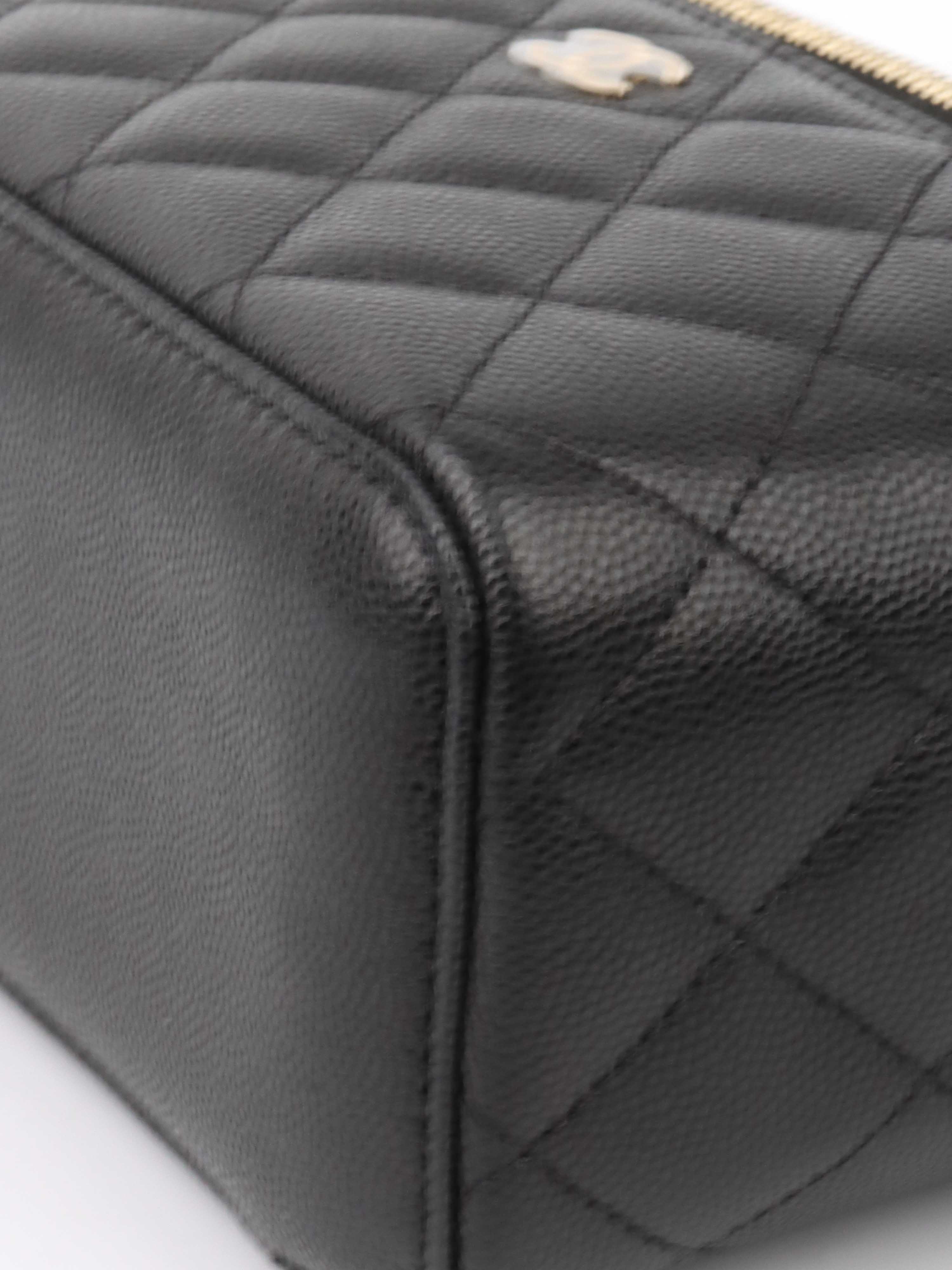 Chanel Black Caviar Leather Vanity Case - Luxury Small Handbag for Women | Perfect for Evening Events, Parties & Travel