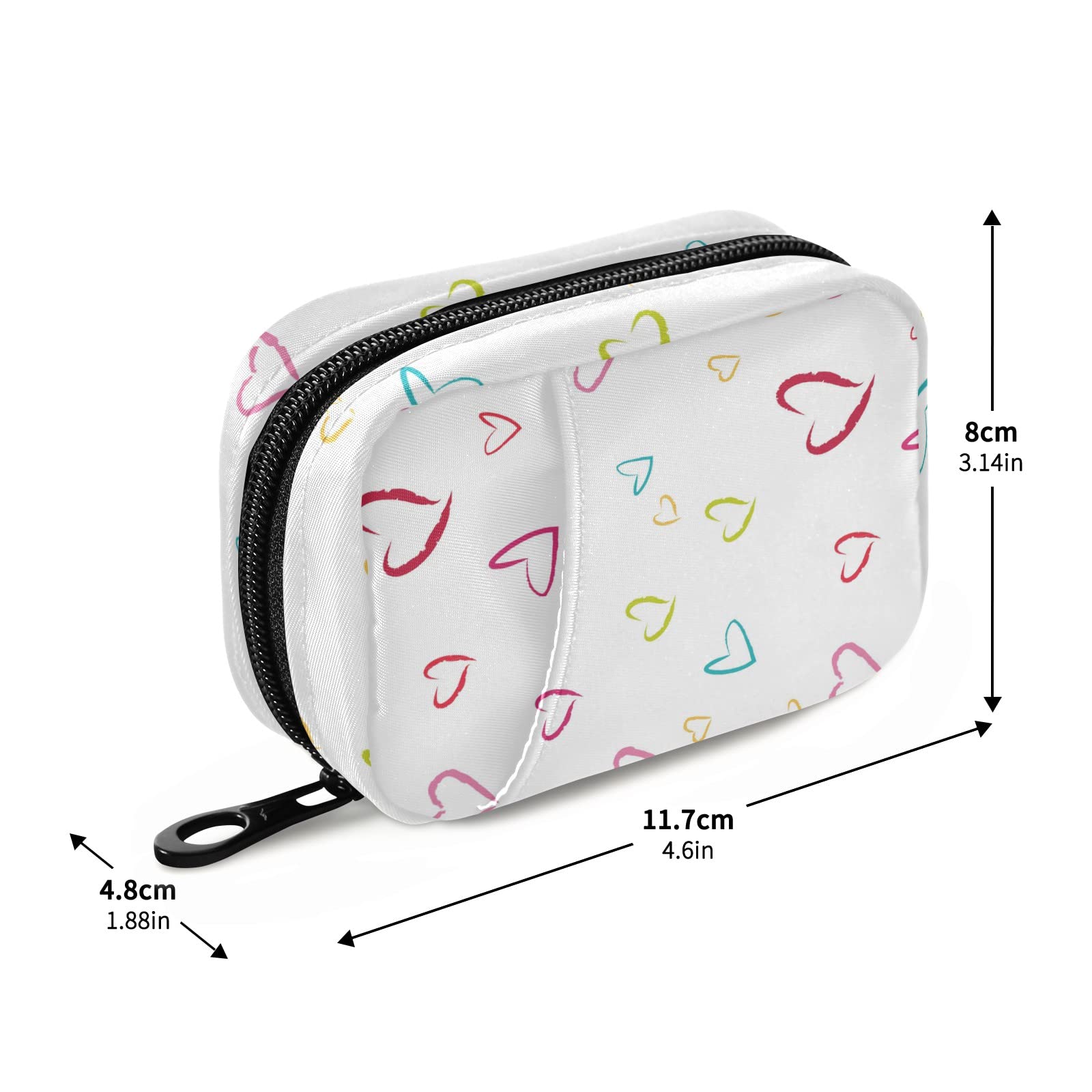 White Weekly Travel Pill Organizer - Small 7-Day Cute Pill Case with Red Heart Design for Vitamins & Medication - Perfect for Travel, Work, and Daily Use