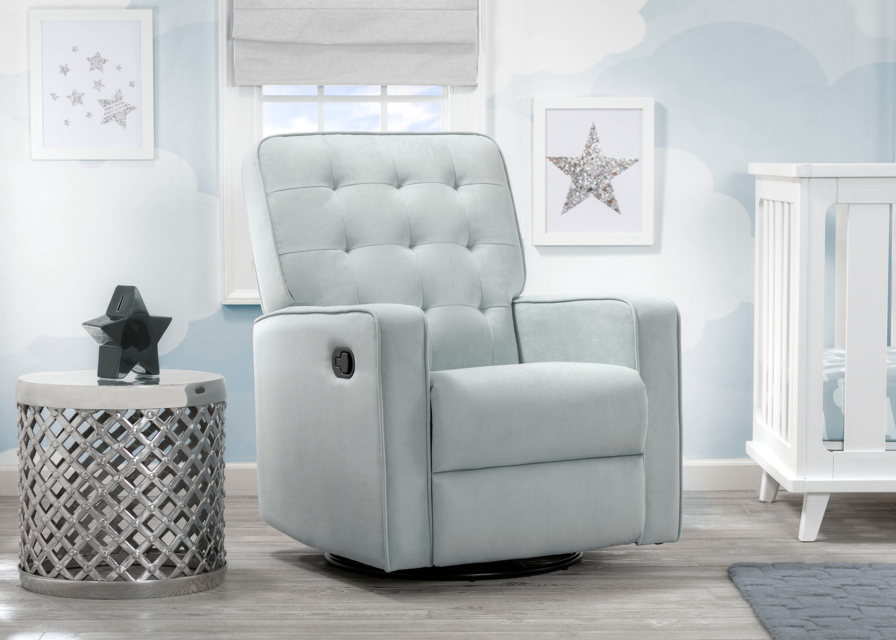 Garrison Nursery Glider Swivel Recliner Chair with LiveSmart Fabric by Culp - Comfortable Rocking Recliner for Baby Nurseries, Breastfeeding & Nursery Decor
