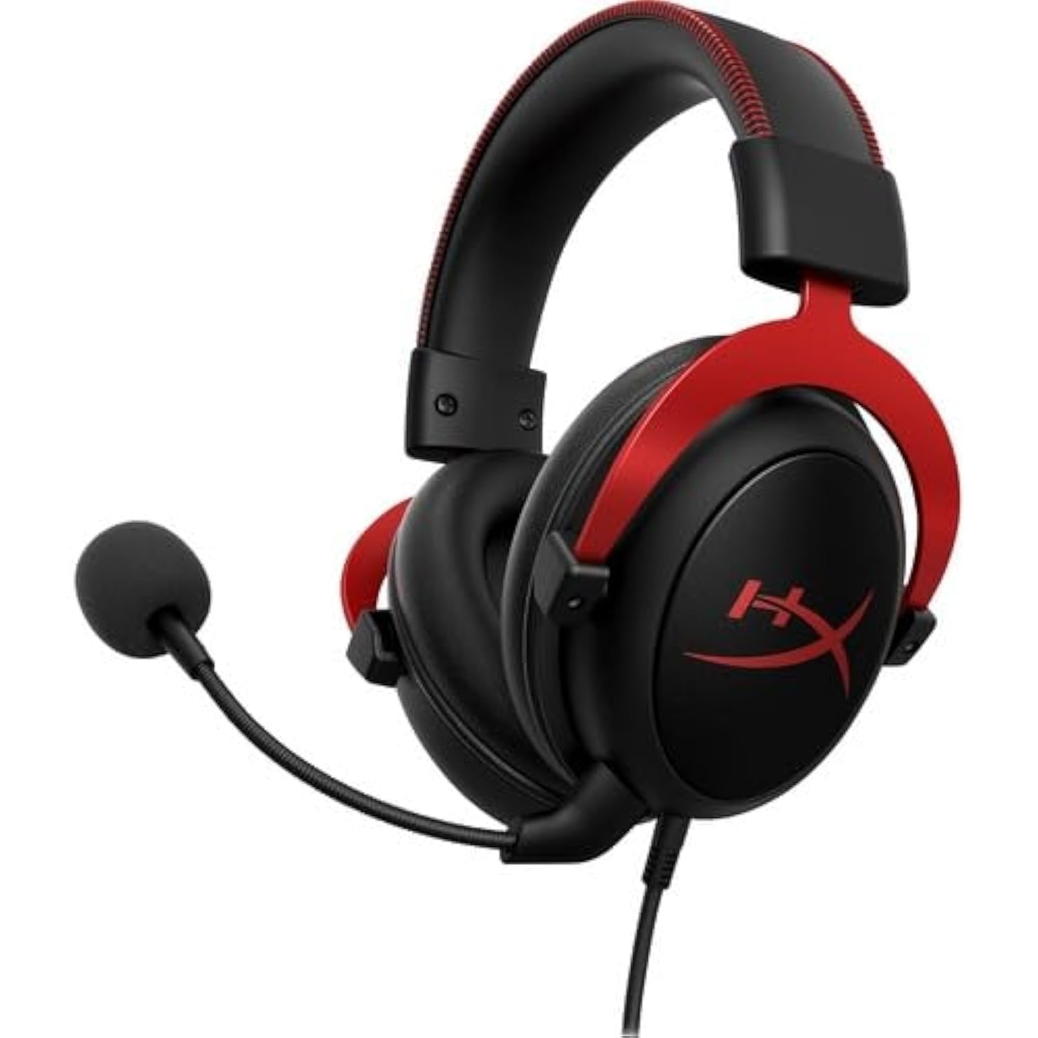 HyperX Cloud II Gaming Headset with 7.1 Surround Sound, Memory Foam Ear Pads & Detachable Mic - Compatible with PC, PS5, PS4, Xbox Series X|S, Xbox One (Red) - Perfect for Competitive Gaming, Streaming & Long Gaming Sessions