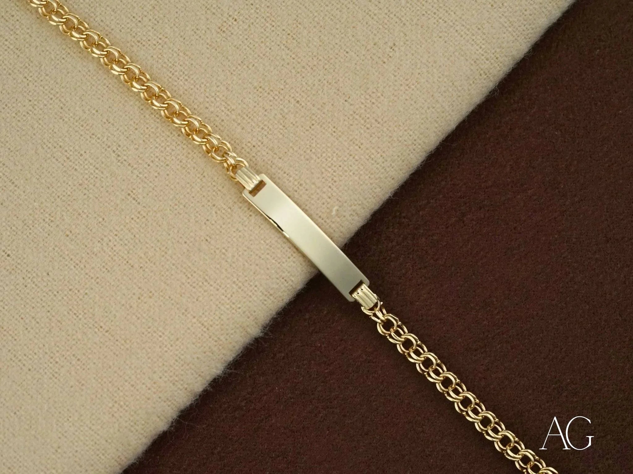 18K Gold Kids ID Bracelet - Double Link Chain, Elegant & Customizable Name Jewelry for Boys & Girls - Perfect for Birthdays, Gifts & Special Occasions
