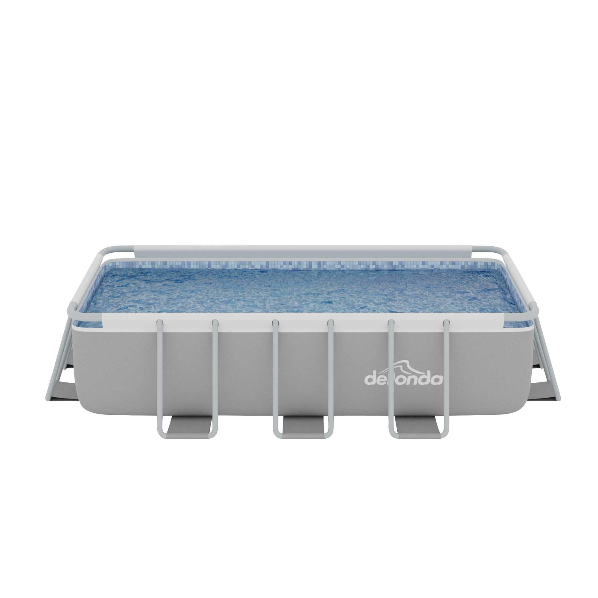13ft Deluxe Steel Frame Swimming Pool with Filter Pump - Rectangular Above Ground Pool for Backyard, Outdoor Family Fun & Summer Relaxation