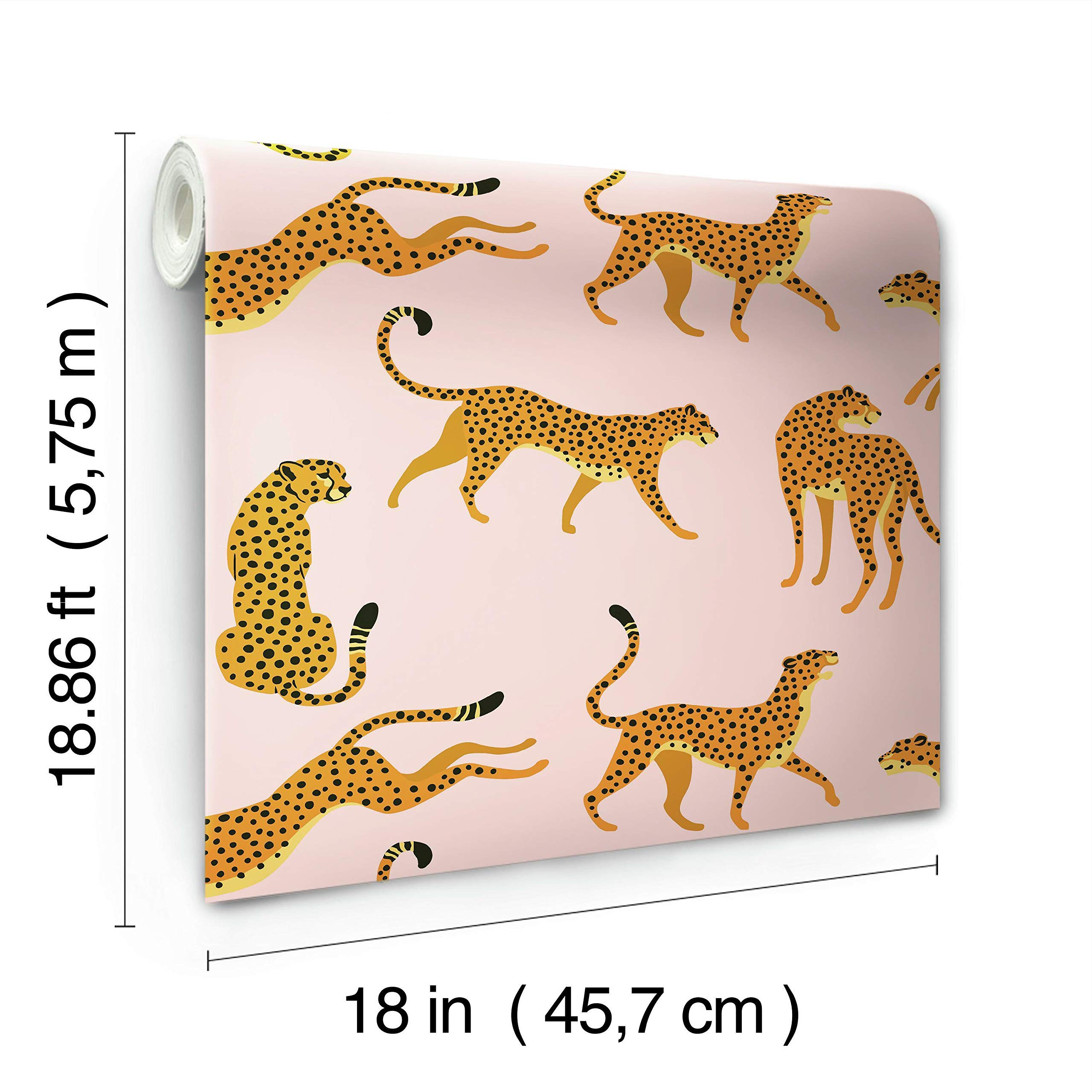 RoomMates Cheetah Print Peel and Stick Wallpaper - Self-Adhesive Removable Wall Decal for Bedroom, Nursery, Dorm & Home Decor