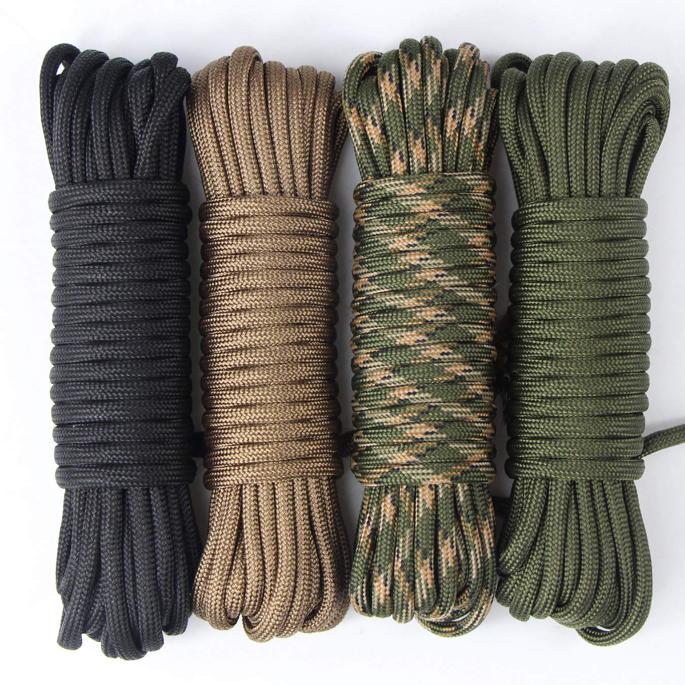 4-Pack 19ft 550 Paracord Rope for Bracelets, Dog Collars & DIY Crafts