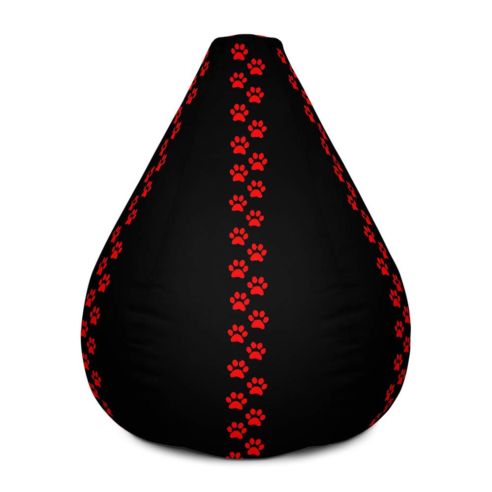Red Paw Print Bean Bag Chair - Large Comfortable Dog & Cat Lover Gift for Gamers & Pet Owners - Perfect for Gaming Rooms, Bedrooms & Living Spaces