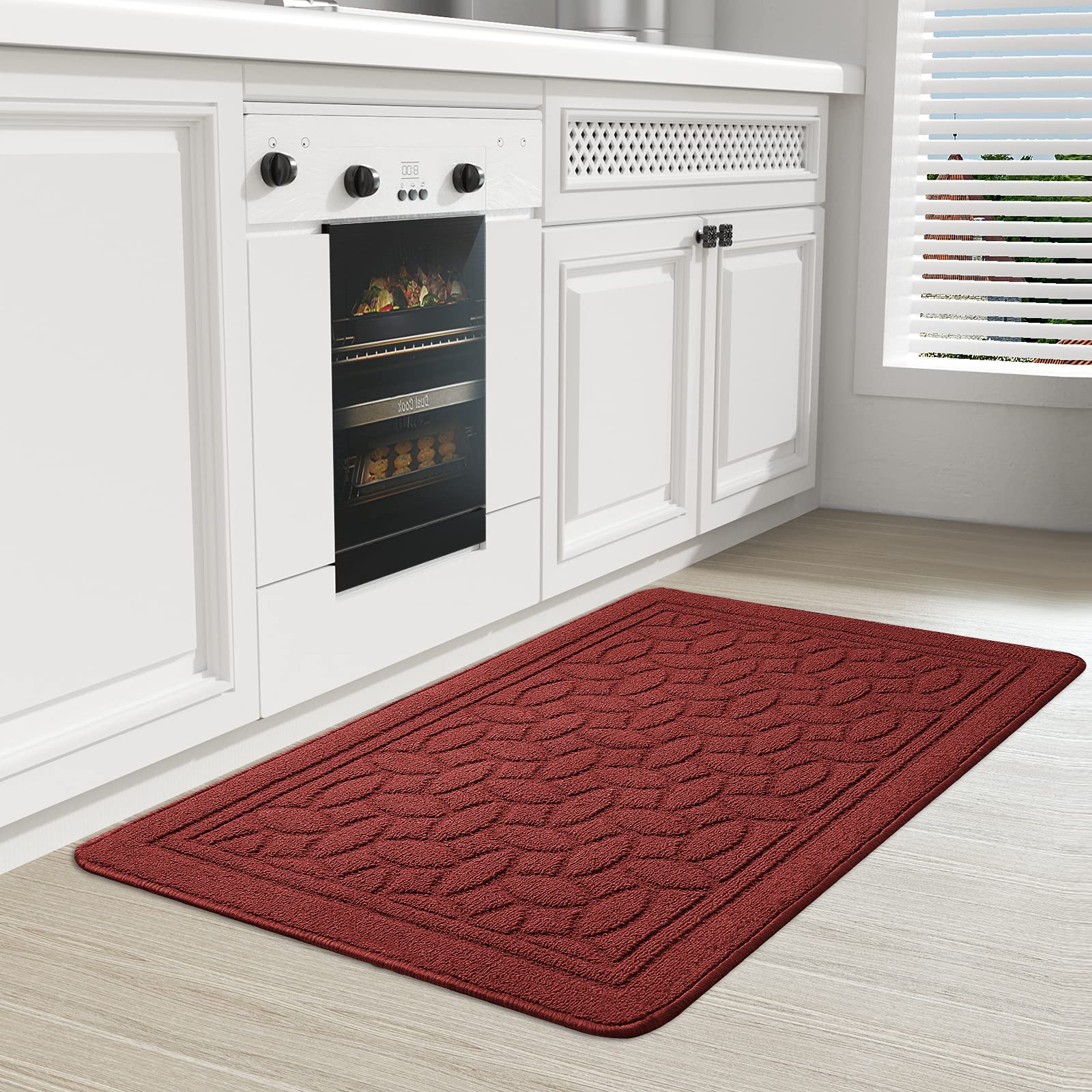 Non-Slip Red Kitchen Runner Rug 24