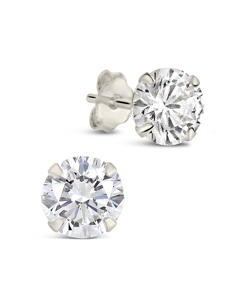 Men's Sterling Silver 6mm Cubic Zirconia Stud Earrings - Elegant CZ Jewelry for Gifts, Weddings & Special Occasions