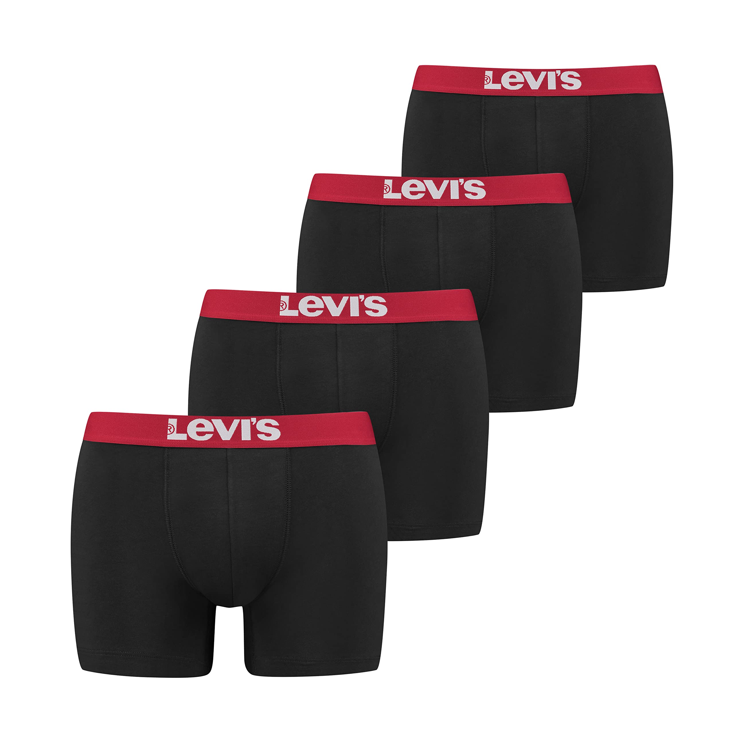 LEVI'S Men's Cotton Boxer Briefs 4-Pack - Soft, Breathable Underwear for Everyday Comfort & Active Lifestyles
