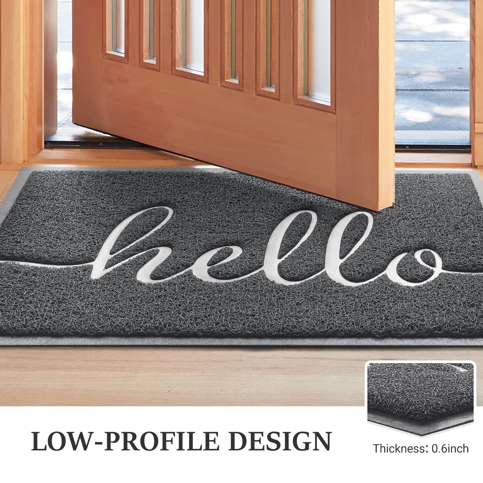 BeneathYourFeet 36x24 Inch Dark Grey Welcome Doormat - Non-Slip Low Profile Entryway Floor Mat for Front Door, Patio & High Traffic Areas | Perfect for Home, Office & Outdoor Use
