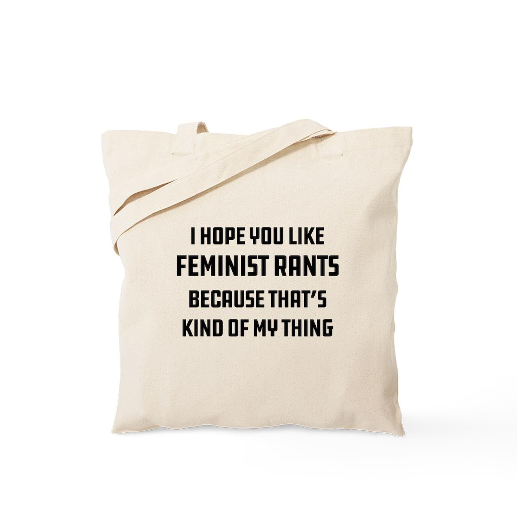 Feminist Rants Tote Bag - Natural Canvas Reusable Shopping Bag for Women | Eco-Friendly Grocery Tote for Work, School & Protest Marches