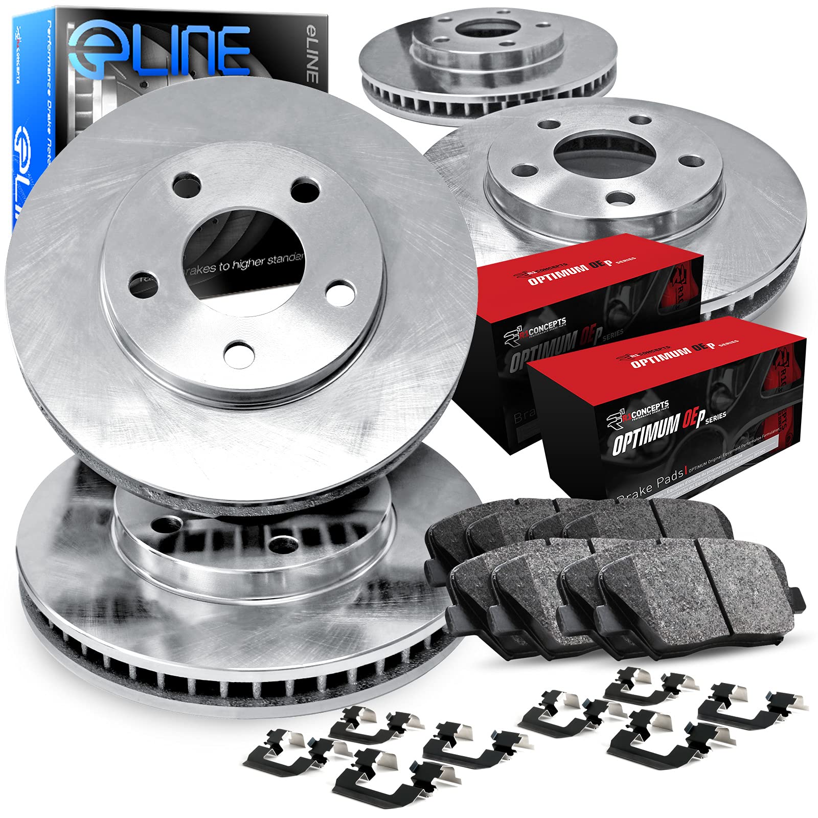 R1 Concepts Premium Front & Rear Brake Pads and Rotors Kit with Hardware - OE Performance Brake System for 2012-2018 Jeep Wrangler JK - Perfect for Off-Roading, Daily Commuting & Towing