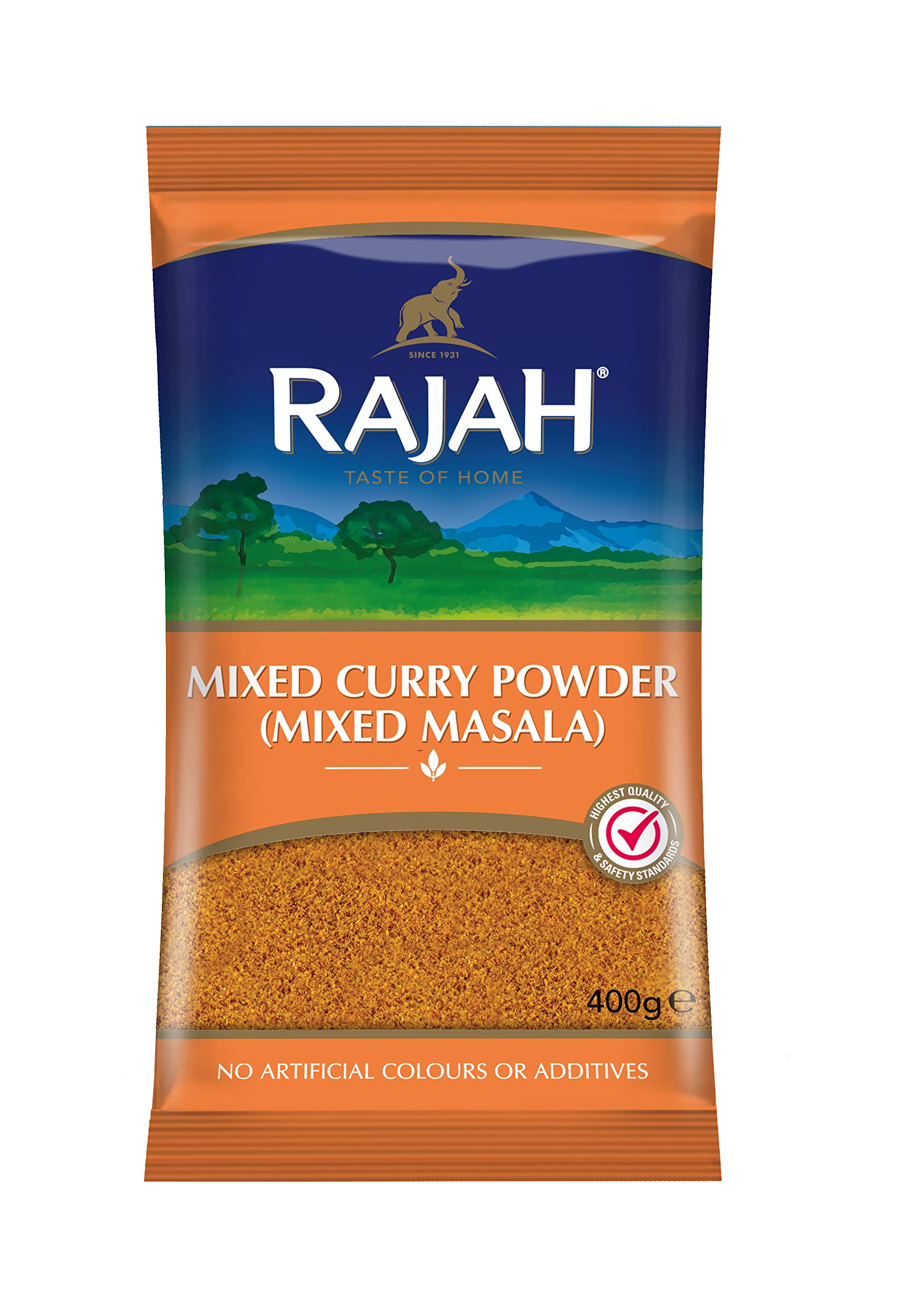 Rajah Mixed Curry Powder (Mixed Masala) 400g - Authentic Indian Spice Blend for Curry, Rice & Meat Dishes | Perfect for Home Cooking & Restaurant Use