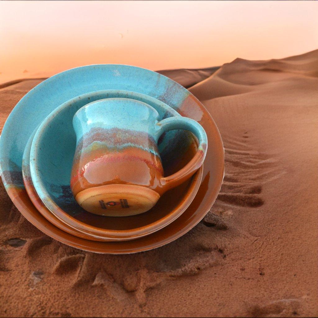 Lune Azul Handmade Ceramic Dinnerware Set - Turquoise Blue Pottery Plates & Bowls for Home Dining & Kitchen Decor
