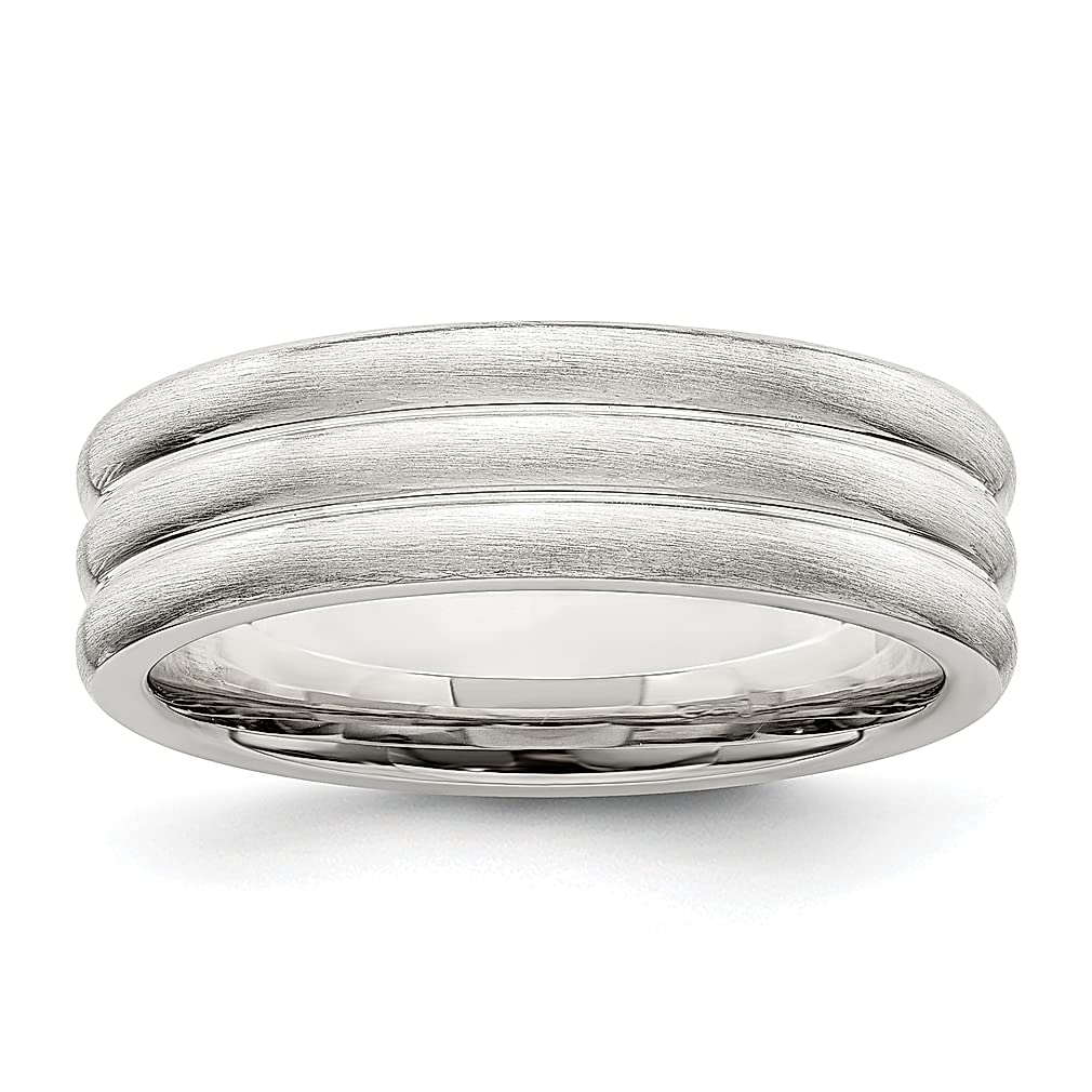 6mm Brushed Flat Grooved 925 Sterling Silver Wedding Band Ring for Women - Size 11, Elegant Fine Jewelry Gift for Her - Perfect for Anniversaries, Engagements & Special Occasions