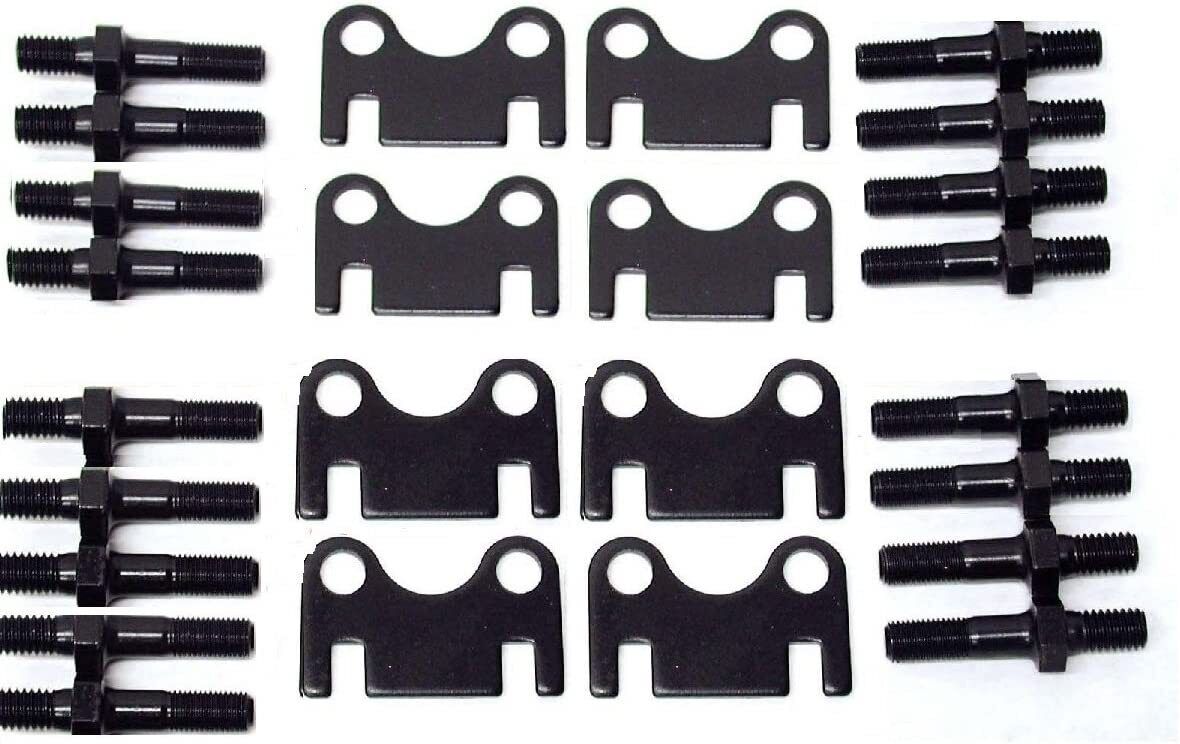Chevy Small Block 327 350 383 400 Pushrod Guide Plates & Rocker Arm 7/16 Stud Kit - 16pc Set for Engine Rebuild & Performance Upgrade