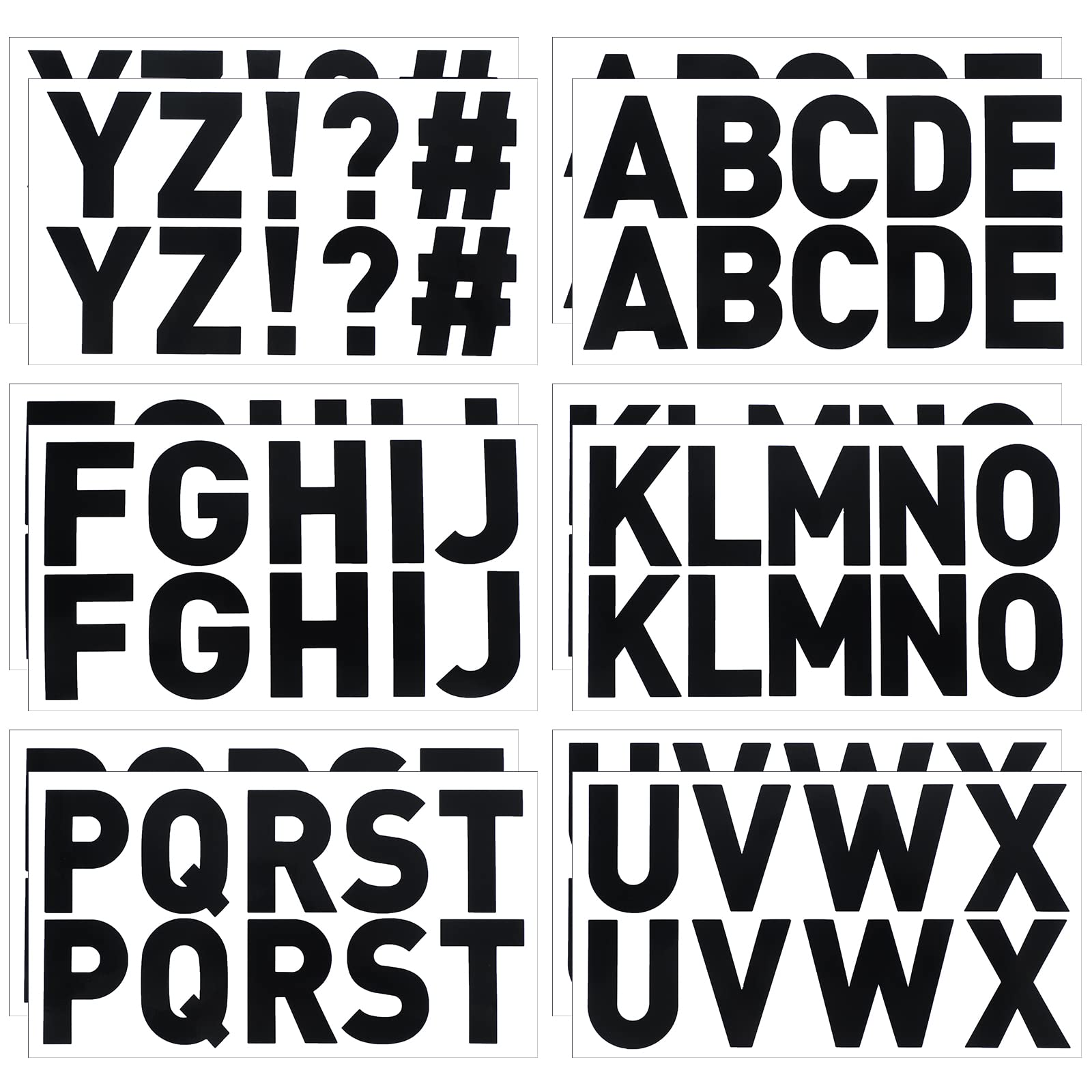 Chinco 232-Piece Large Alphabet Letter Stickers - 2.5 Inch Self-Adhesive Bulletin Board Letters for Classroom, Window & Door Decor (24 Sheets, Black) - Perfect for Teachers, Students & DIY Home Decoration Projects