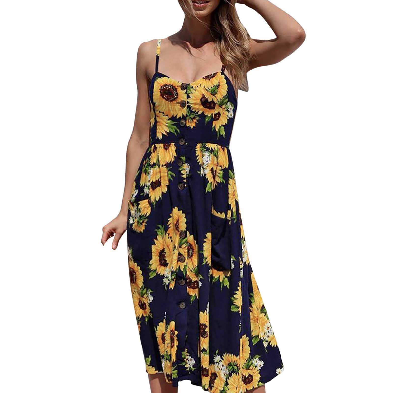 Women's Summer Casual Off Shoulder Sleeveless Mini Dress with Buttons - 2022 Fashion Princess Sundress for Beach, Party & Vacation Outfits