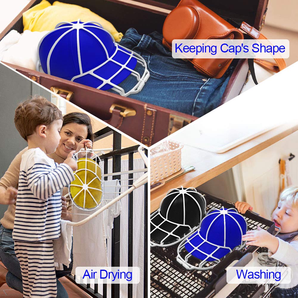 2-Pack Baseball Cap Washer Holder for Washing Machine - Hat Cleaning Cage for Adult & Kids Caps - Perfect for Sports, Travel, and Laundry Day Organization