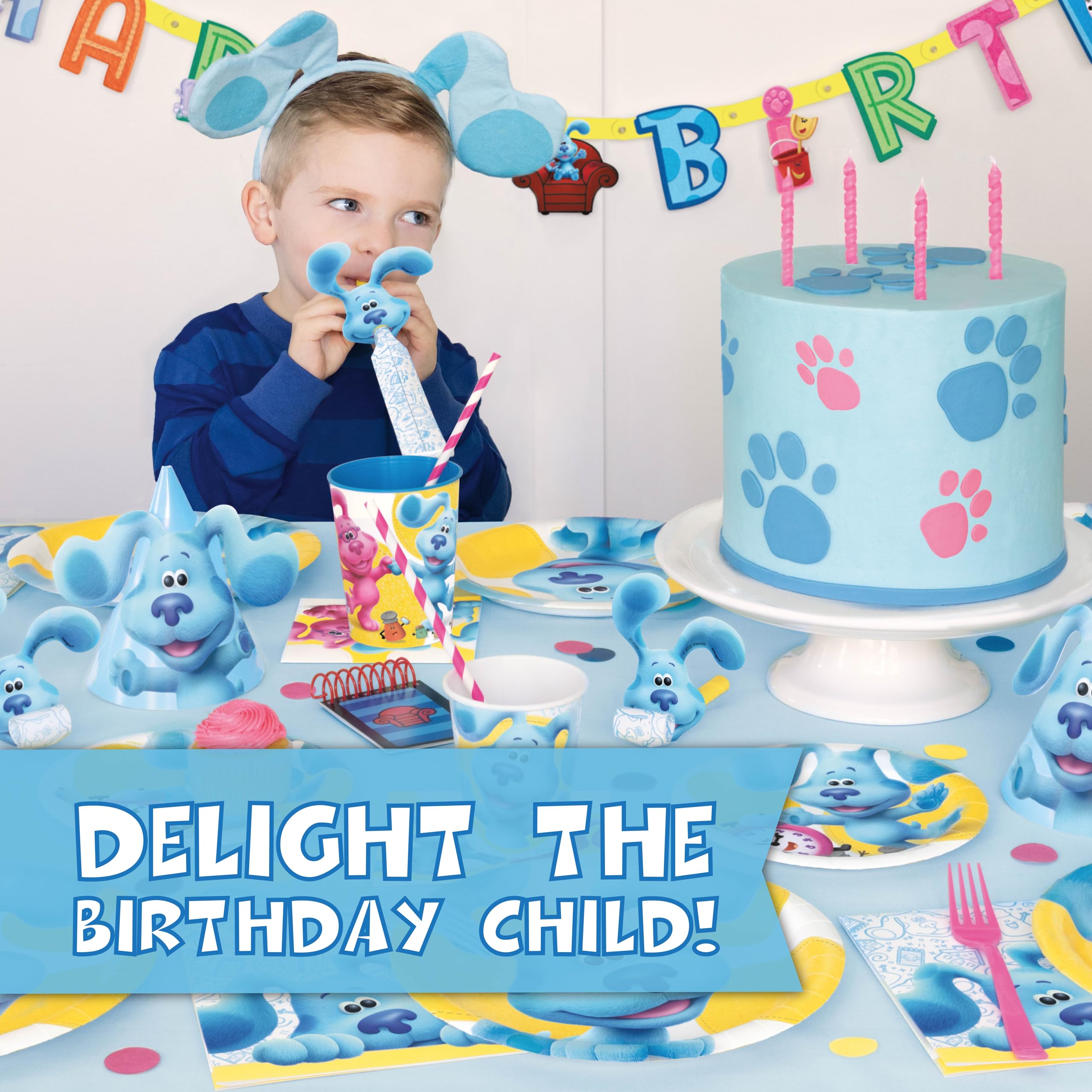Blues Clues Birthday Party Decorations Kit - Officially Licensed Party Supplies Set for 16 Guests with Table Cover, Banner, Plates, Napkins & Stickers | Perfect for Kids Birthday Celebrations, Themed Parties and Family Gatherings