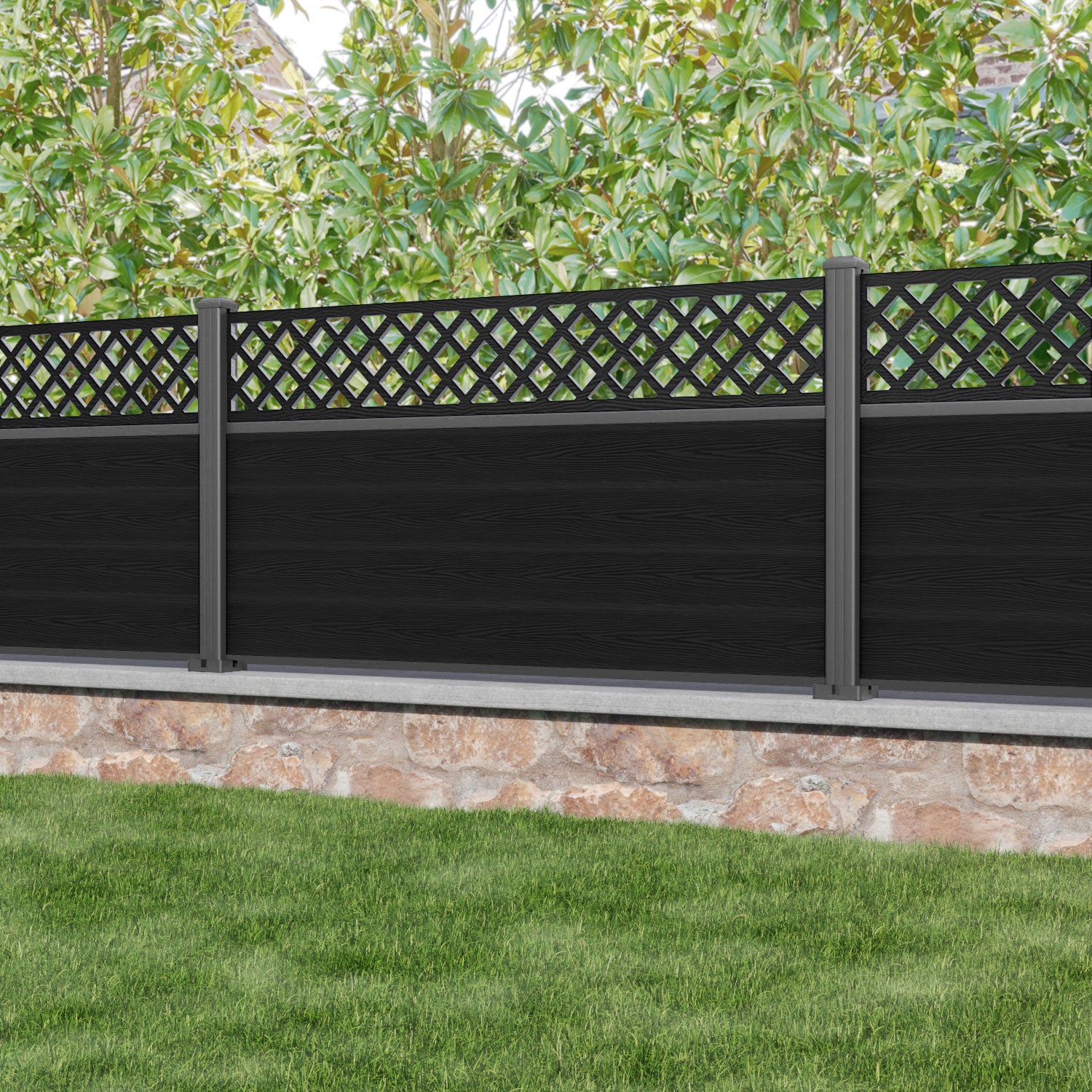 Classic Black Hive Fence Panel with Aluminum Posts - Durable Garden Fencing for Privacy & Decoration | Perfect for Backyard, Patio, and Poolside Use