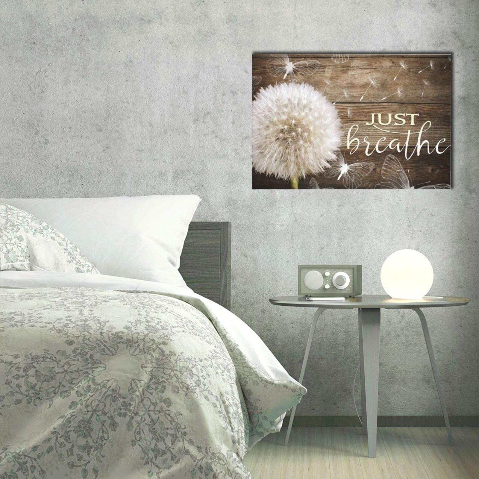 White Dandelion & Butterflies Canvas Wall Art - Framed Ready to Hang 16x24 Inch Inspirational Quote Decor for Living Room, Bedroom, Bathroom | Perfect for Home, Office & Gift Giving