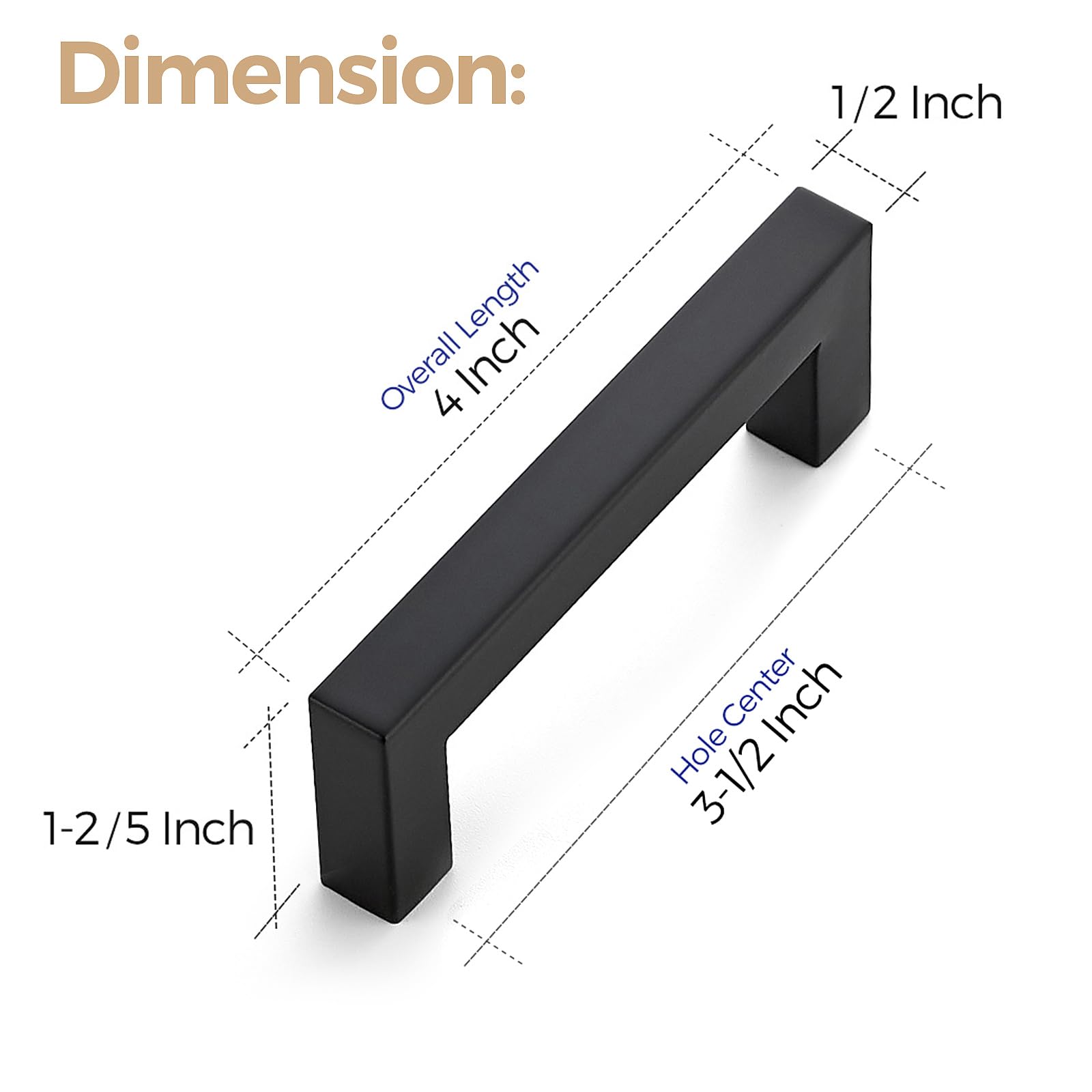 Ravinte 25 Pack 3.5 Inch Square Cabinet Handles - Matte Black Kitchen Cabinet Pulls & Drawer Handles - Durable Cabinet Hardware for Kitchen, Bathroom, Office & Furniture (Modern Home Upgrade)