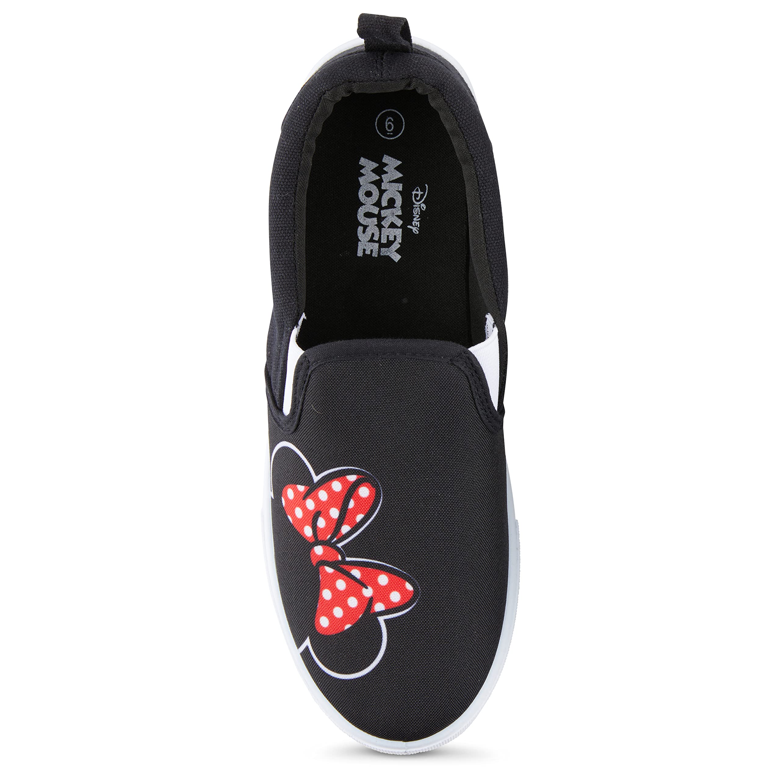 Disney Women's Mickey and Minnie Mouse Slip-On Canvas Sneakers - Classic Cartoon Character Shoes for Casual Wear, Theme Parks & Disney Fans