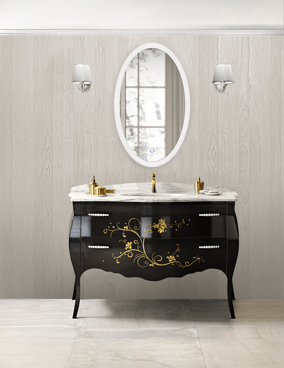 Krugg Sol Oval 22x40 Inch LED Bathroom Mirror with Adjustable Dimmer & Anti-Fog Function - Perfect for Modern Vanities, Spa-Like Showers & Luxury Home Decor