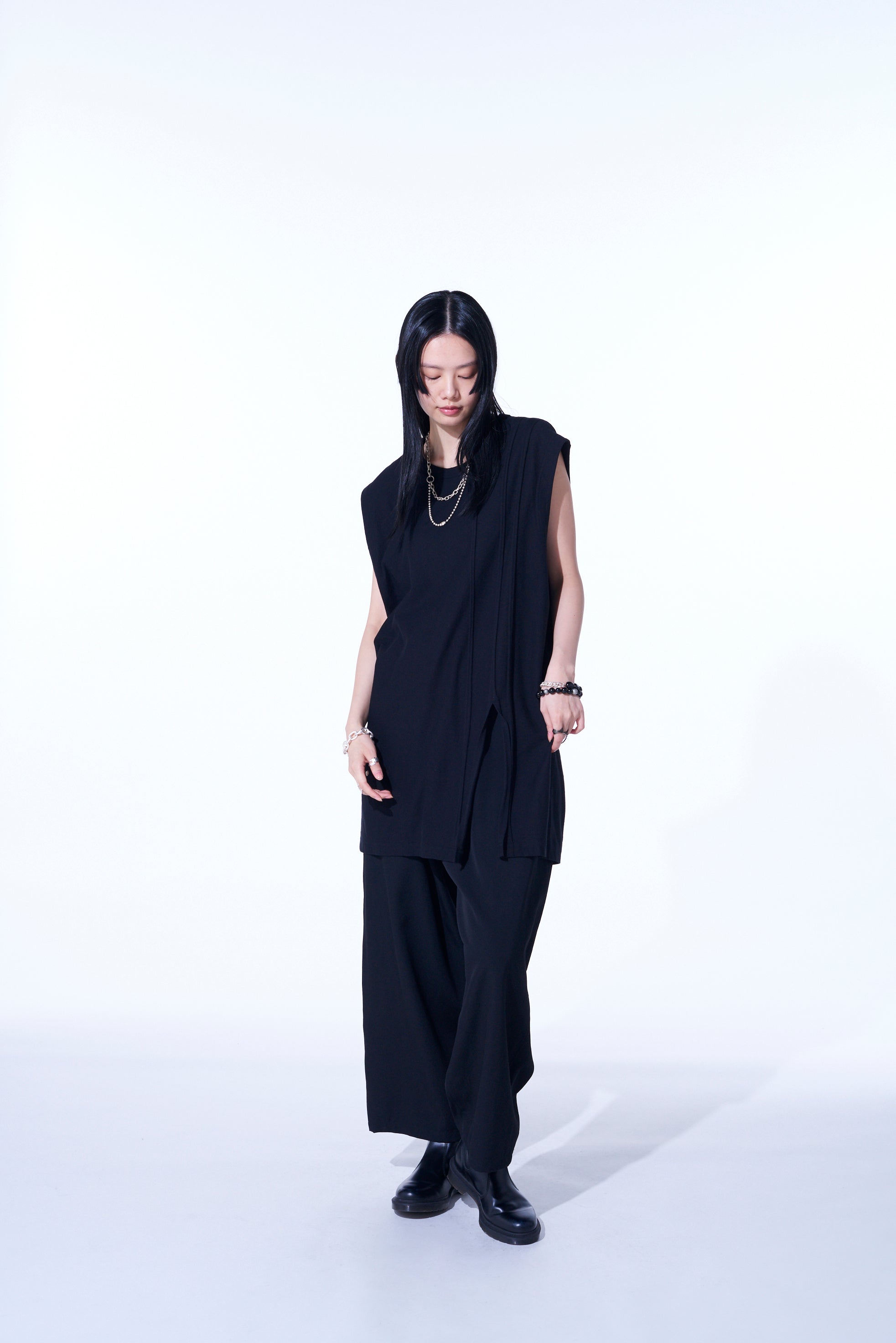 Soft Cotton Jersey Vertically Grafted Sleeveless Top with Hem Slit - Women's Casual Summer Tank Top for Beach, Travel & Everyday Wear