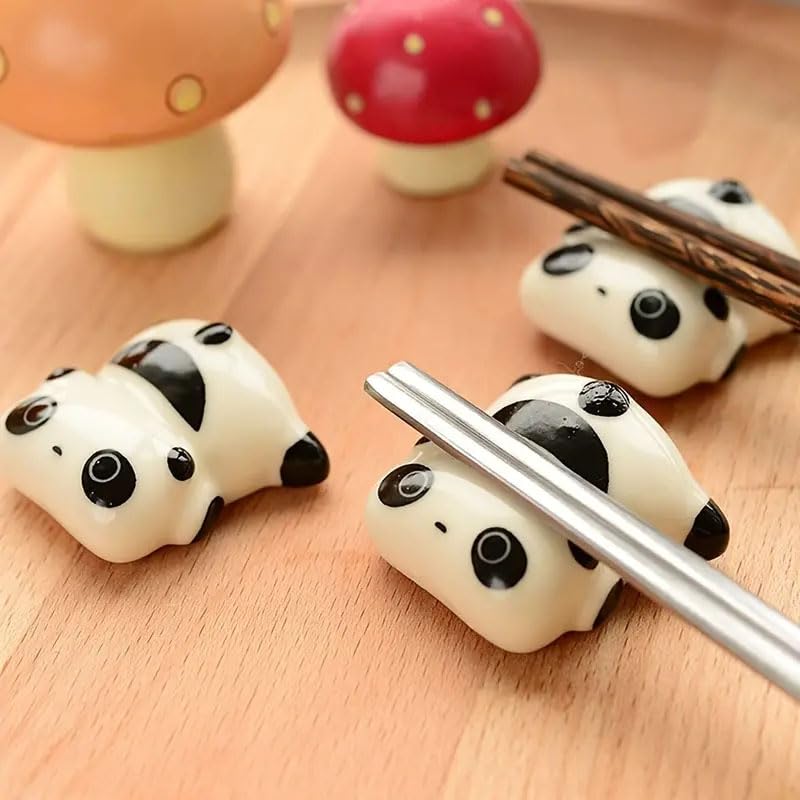 8Pcs Panda Chopsticks Holder Set - Ceramic Chopsticks Stand with Cute Panda Pattern, Spoon Fork Knife Organizer - Perfect for Asian Dining, Sushi Nights & Kitchen Decor