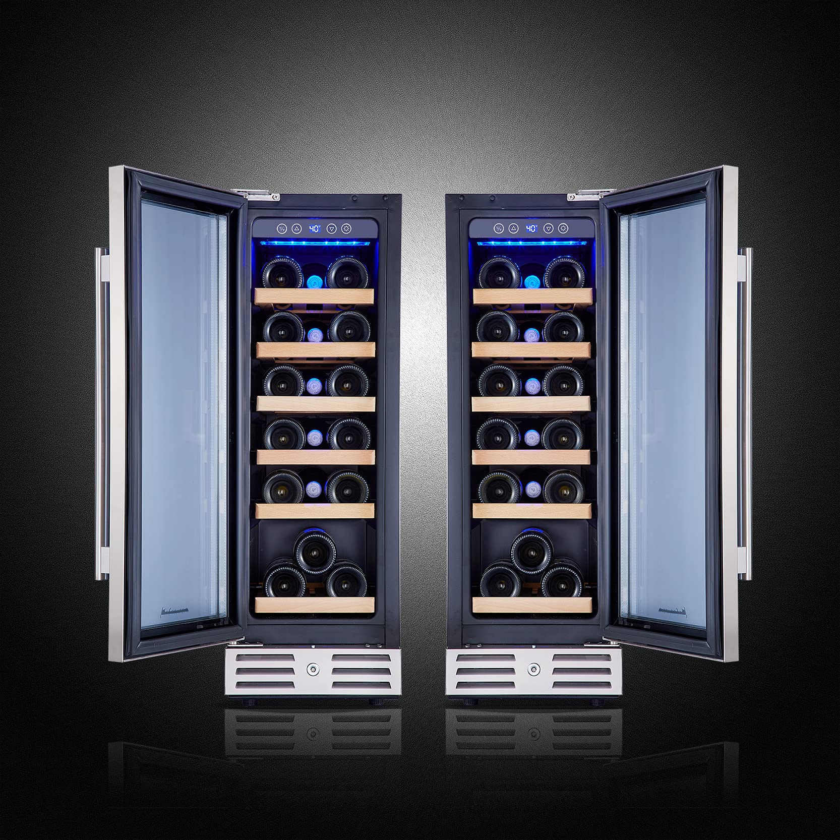 Kalamera 18 Bottle Mini Wine Cooler Refrigerator - 12 Inch Built-in or Freestanding Wine Fridge with Stainless Steel Frame, Double-Layer Tempered Glass Door & Temperature Memory Function - Perfect for Home Bar, Kitchen, Office or Entertainment Room