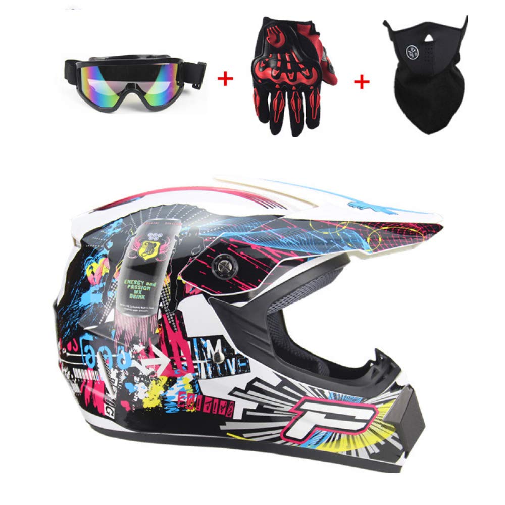 CXKS DOT Certified Adult Motocross Helmet - Full Face Dirt Bike Helmet for Men & Women - Off-Road ATV Motorcycle Helmet with Mask, Goggles & Gloves - Ideal for Downhill Racing, Trail Riding & Motocross Adventures