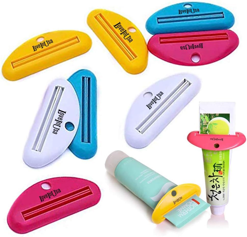 LOVEINUSA Toothpaste Tube Squeezer Dispenser - 4 Pack Random Colors | Plastic Toothpaste Roller for Bathroom Organization | Perfect for Travel, Camping & Home Use