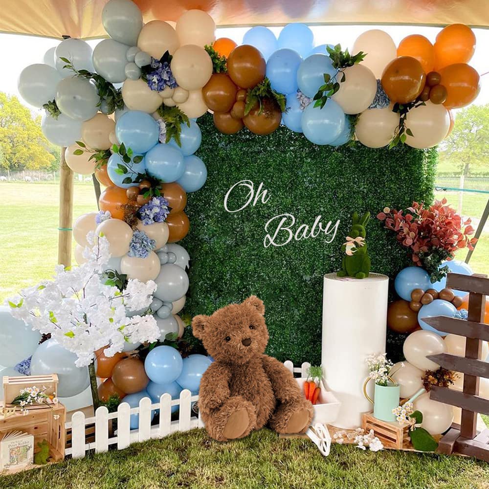 134PCS Blue & Brown Balloon Garland Arch Kit - Jungle Safari Woodland Theme for Baby Shower, Birthday, Wedding & Wild One Party Decor | Neutral Coffee & Sand Color Balloons for Bear-Themed Celebrations | Perfect for Indoor & Outdoor Events, Photo Backdrops, and Festive Occasions