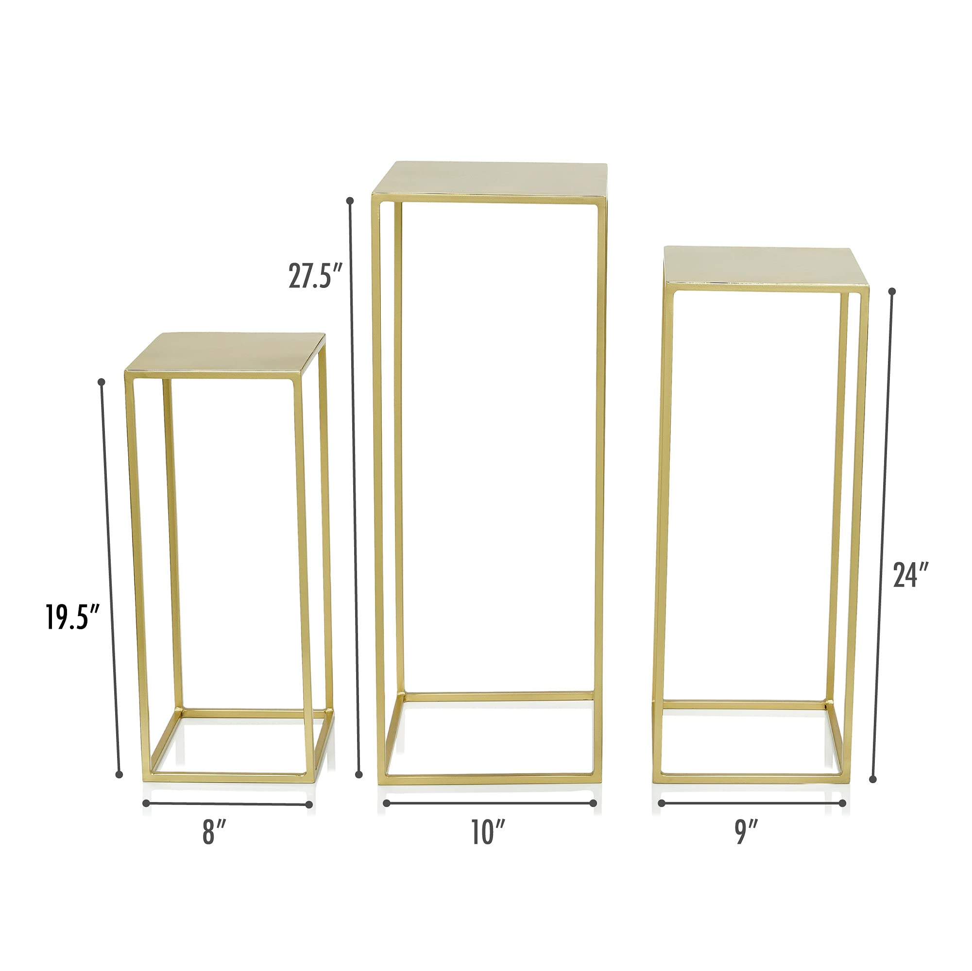 Kimisty 3-Piece Gold Plant Stand Set - Rust-Free Tiered Pedestal Display for Wedding Centerpieces, Home Decor & Flower Arrangements | Perfect for Living Room, Patio & Event Decor