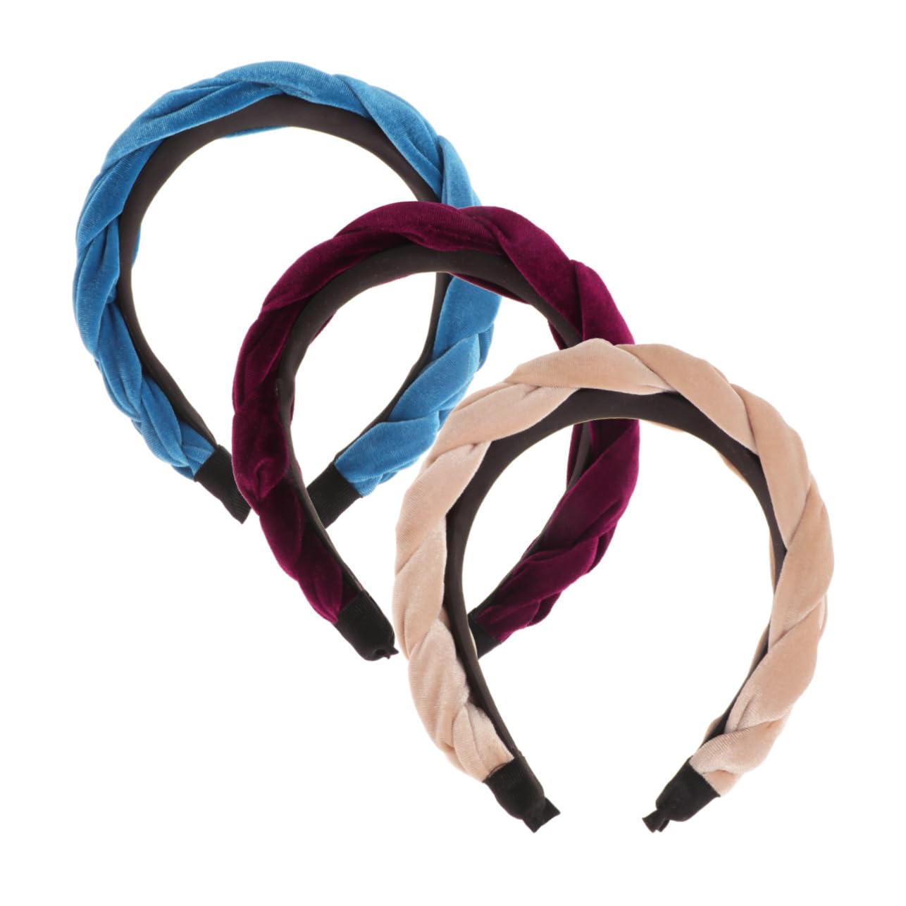 Beavorty 2-Pack Thick Suede Hairbands - Wide Braided Elastic Headbands for Women & Girls (3pcs x 2) | Perfect for Yoga, Workouts, and Everyday Styling