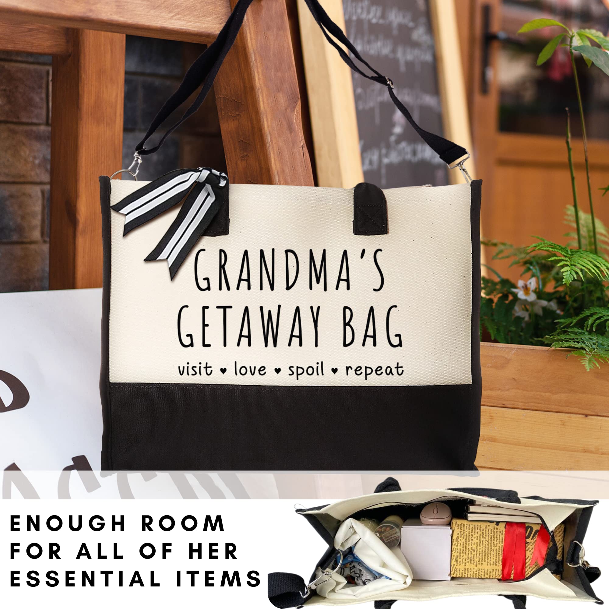 Personalized Canvas Tote Bag for Grandma - Thoughtful Gifts from Grandchildren - Perfect for Shopping, Travel & Daily Use