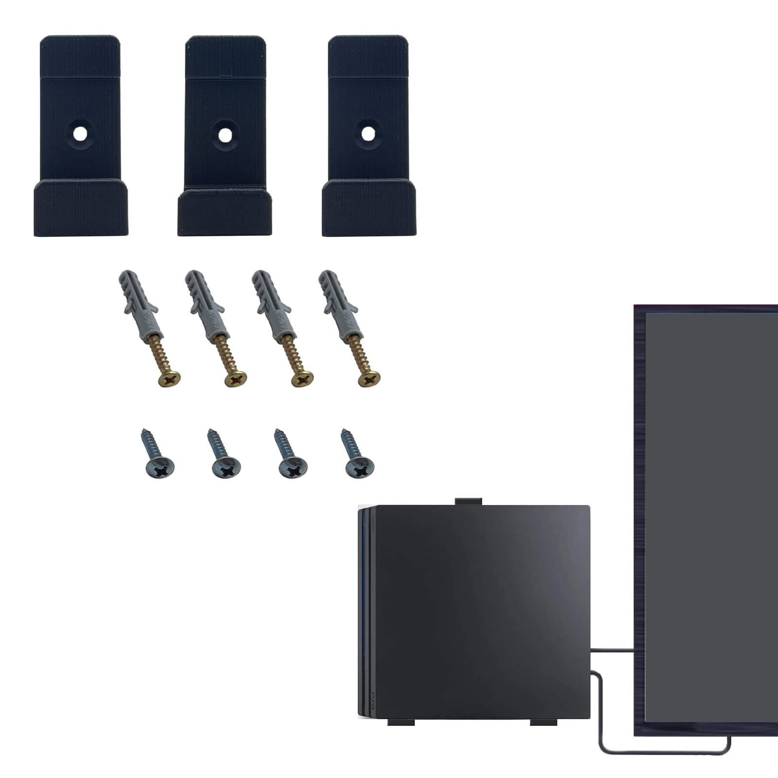 Carbon Fiber Wall Mount Holder for PS4 Slim Console - Secure TV Mount with Screws - Perfect for Gaming Setup & Space-Saving Home Entertainment