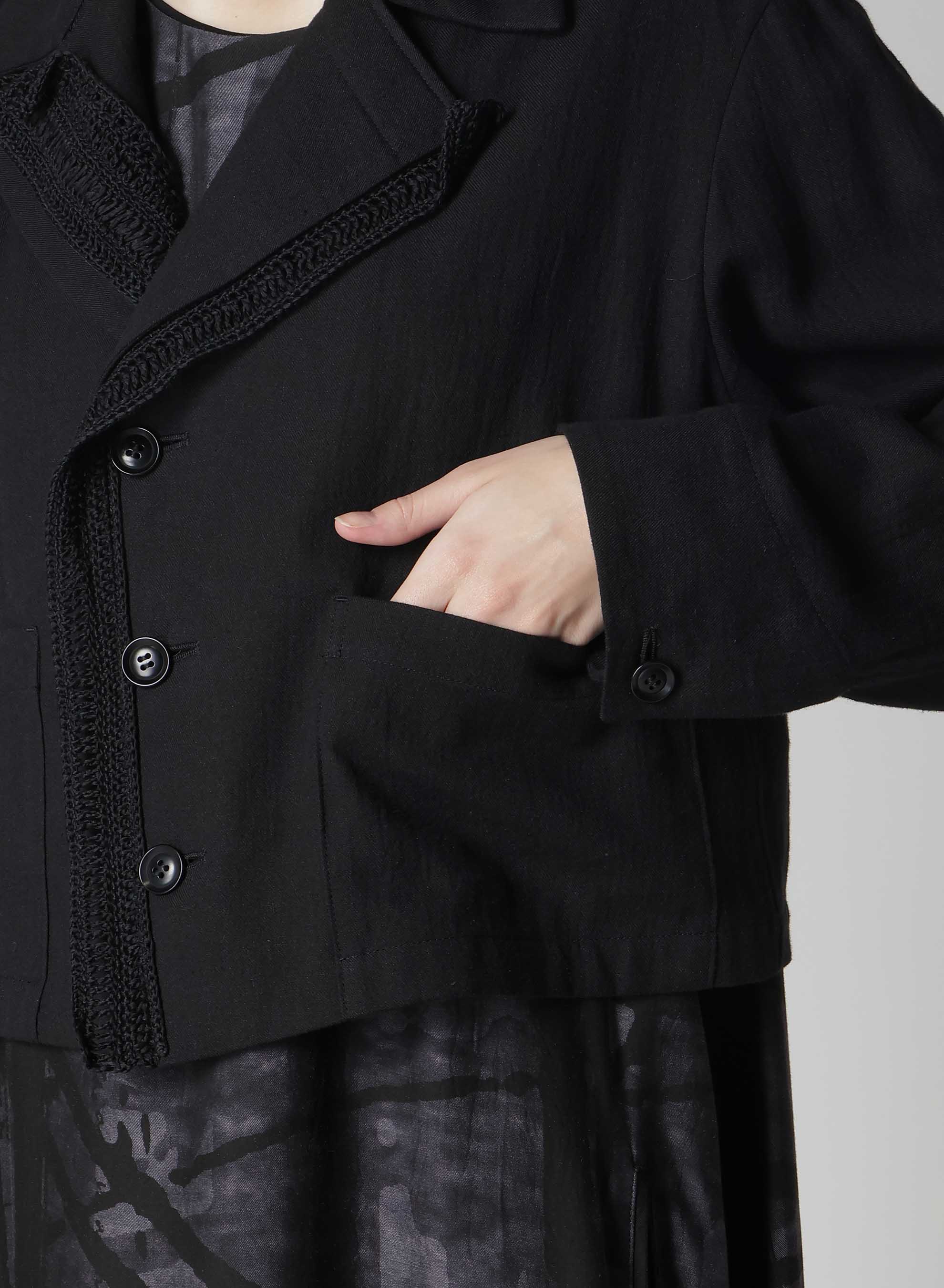 Soft Cotton Flax Viyella Crochet 3-Button Blouson Jacket for Women - Perfect for Spring Layering & Casual Outfits