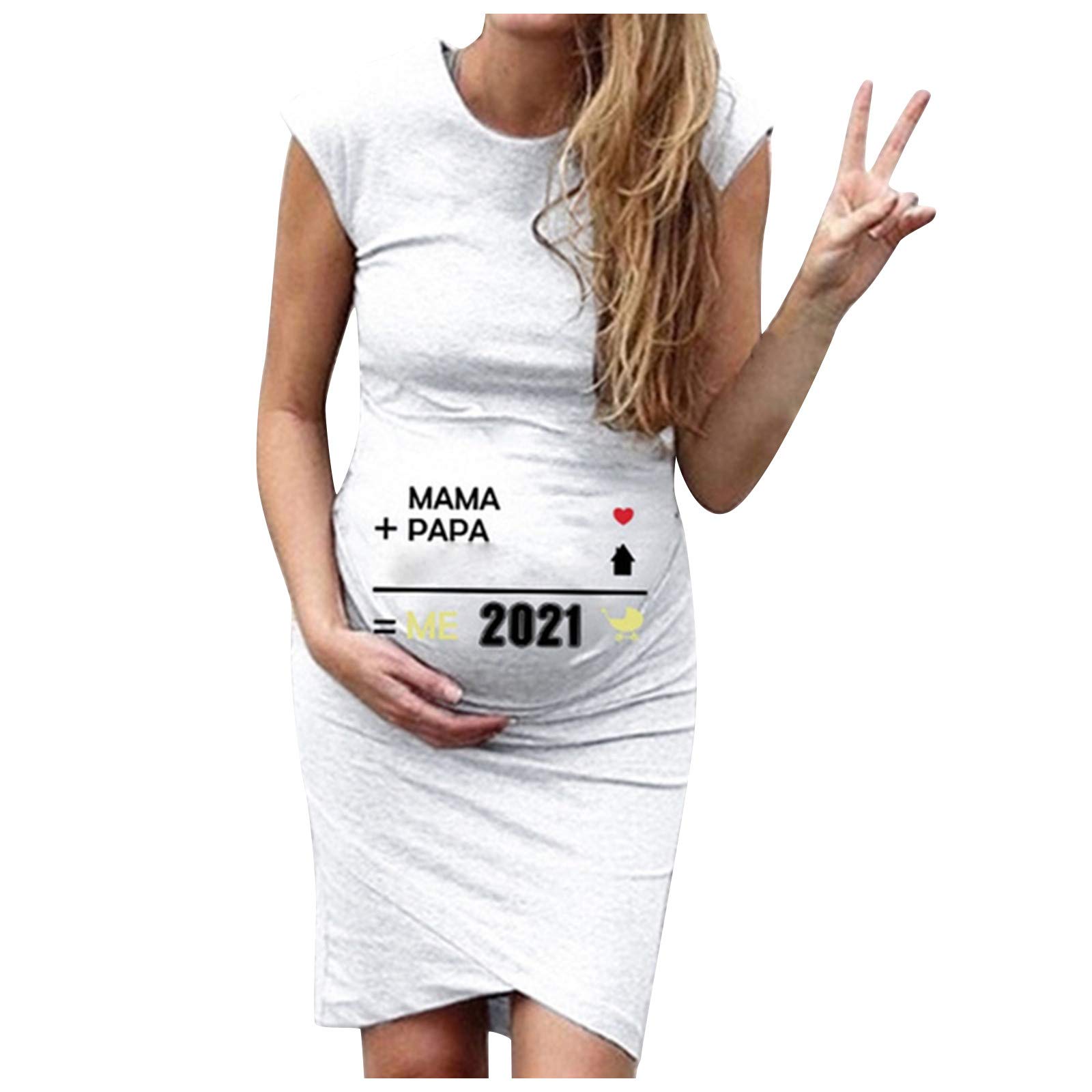 Synia Cute Digital Print Maternity Tank Dress - Sleeveless O-Neck Long Party Dress for Pregnant Women | Perfect for Baby Showers, Maternity Photos & Special Occasions
