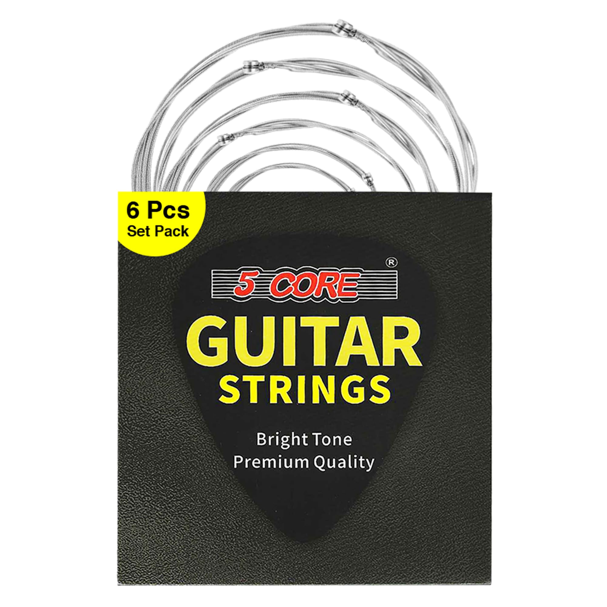 5 Core Acoustic Guitar Strings - Light Gauge 0.010-0.048 Plain Steel (6 Strings) | Corrosion-Resistant, Superior Performance for Guitar & Bass | Perfect for Beginners, Practice & Live Performances