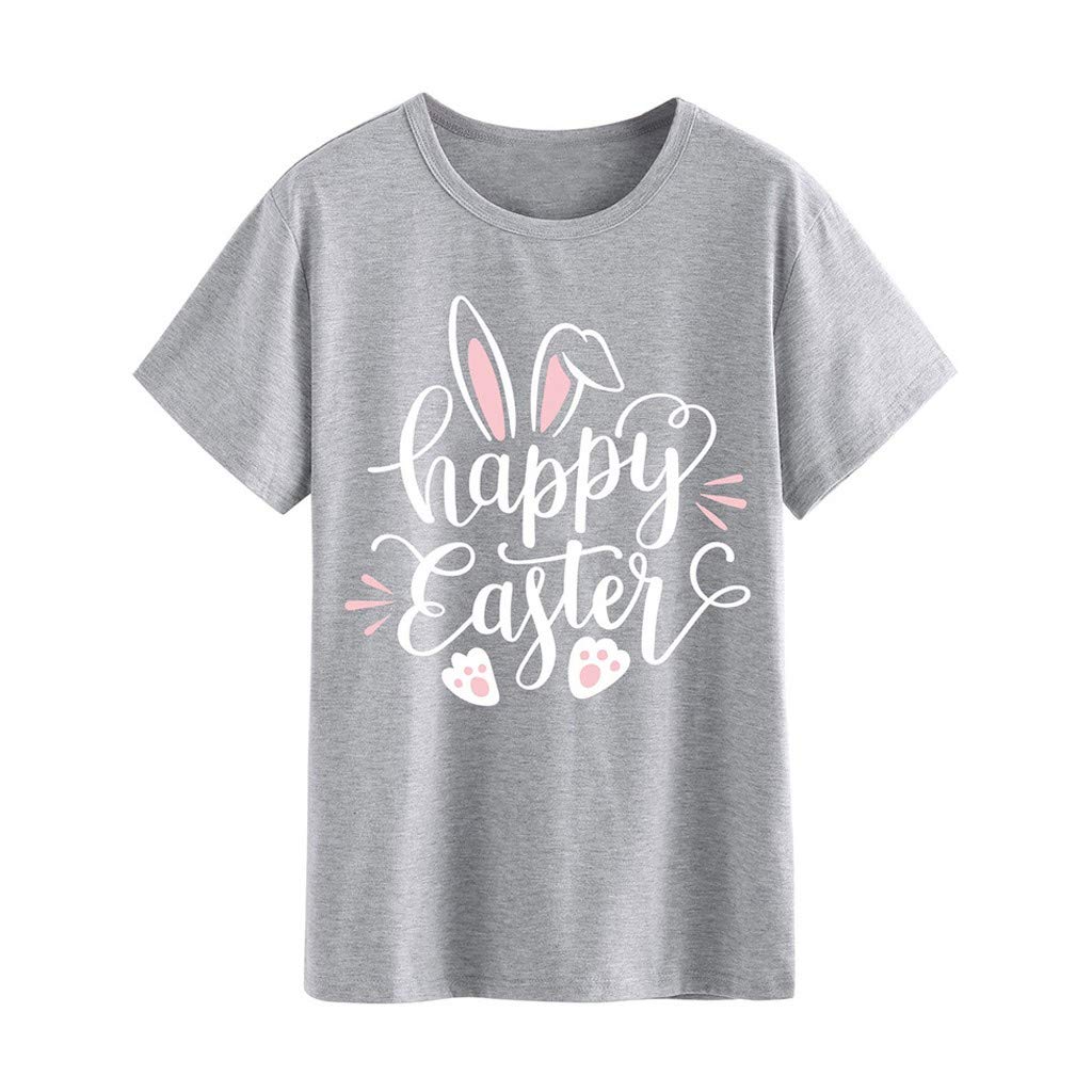 BAGELISE Women's Funny Easter Bunny Graphic T-Shirt - Animal Print Short Sleeve Casual Top for Dressy & Everyday Wear | Perfect for Easter Parties, Spring Outfits & Casual Outings