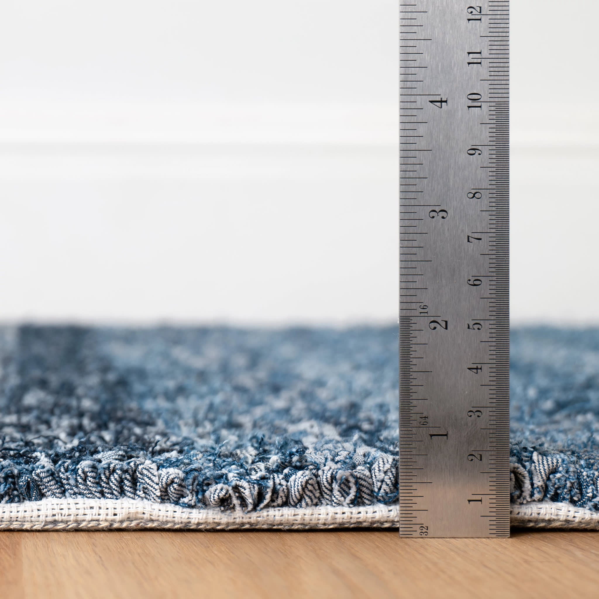 Handmade Blue Denim Chindi Hooked Cotton Rug - Boho Chic Home Decor for Living Room, Bedroom, or Nursery
