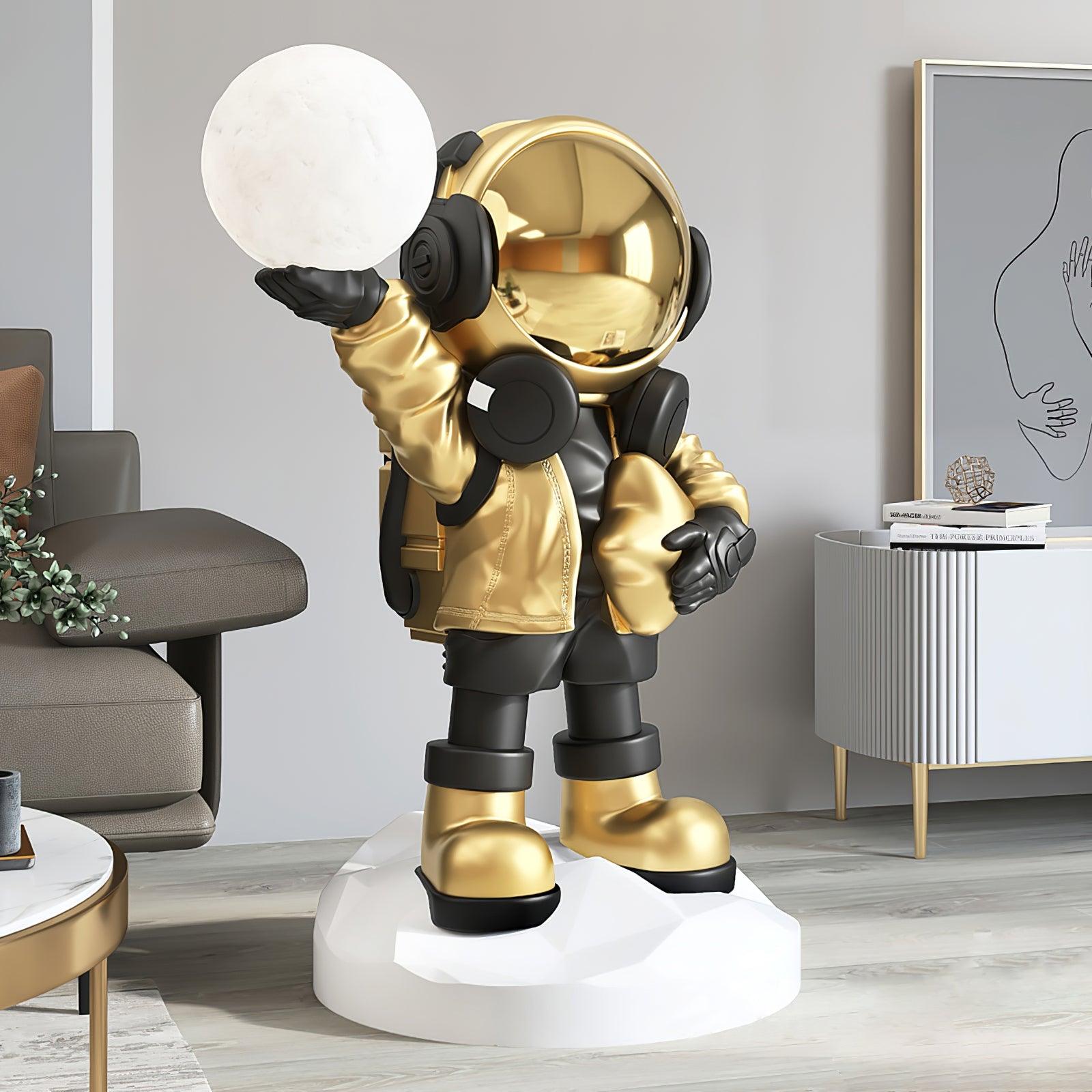 Apollo Astronaut LED Floor Lamp with Built-in Battery - Modern Touch Control Night Light for Living Room, Bedroom, and Office Decor