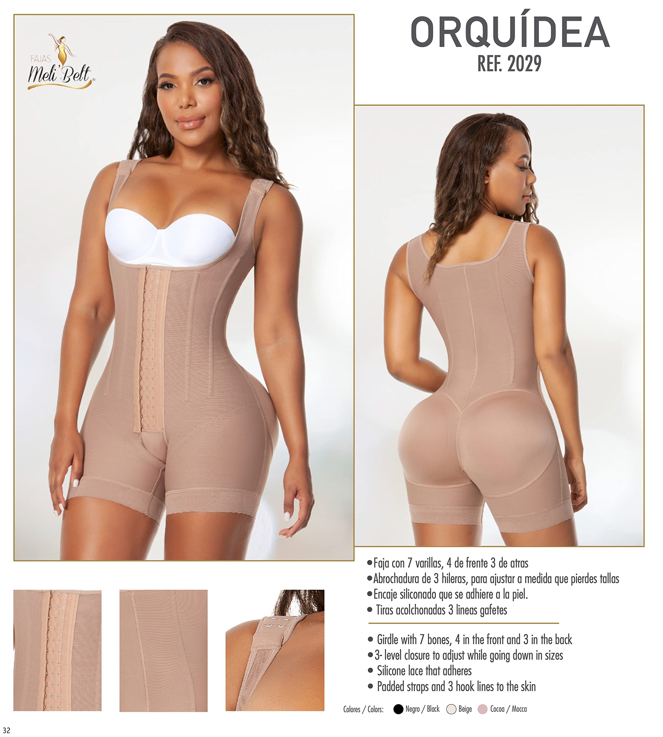 Melibelt 2029 Colombian Shapewear for Women - High Compression Fajas Reductoras with 7 Bones - Waist Trainer & Body Shaper for Postpartum, Weight Loss & Everyday Wear