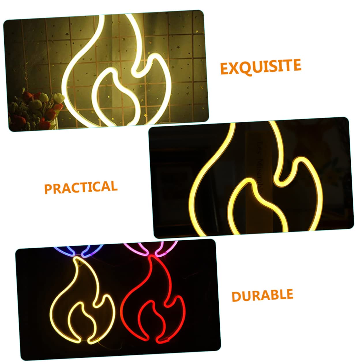 2-Pack LED Flame Night Light - Realistic Flickering Neon Desk Lamp for Home, Office, and Dorm Decor | Perfect for Bedside, Bookshelf, and Party Ambiance Lighting