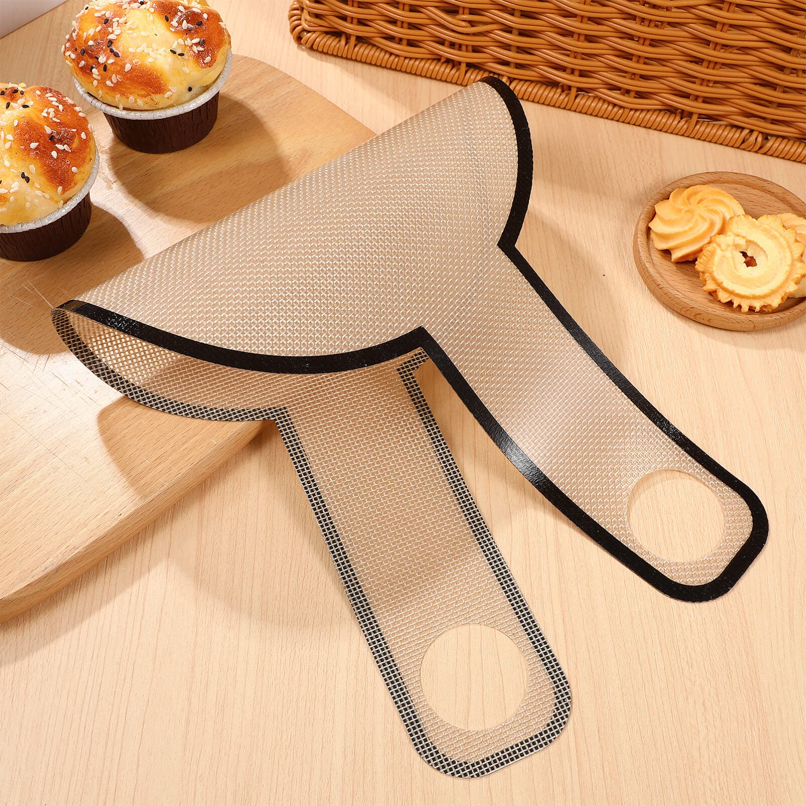 Tofficu Non-Stick Fiberglass Baking Mat for Oven - Perfect for Bread, Pizza & Pastry Dough Transfer with Long Handles | Ideal for Home Bakers, Professional Kitchens & Artisan Bread Making