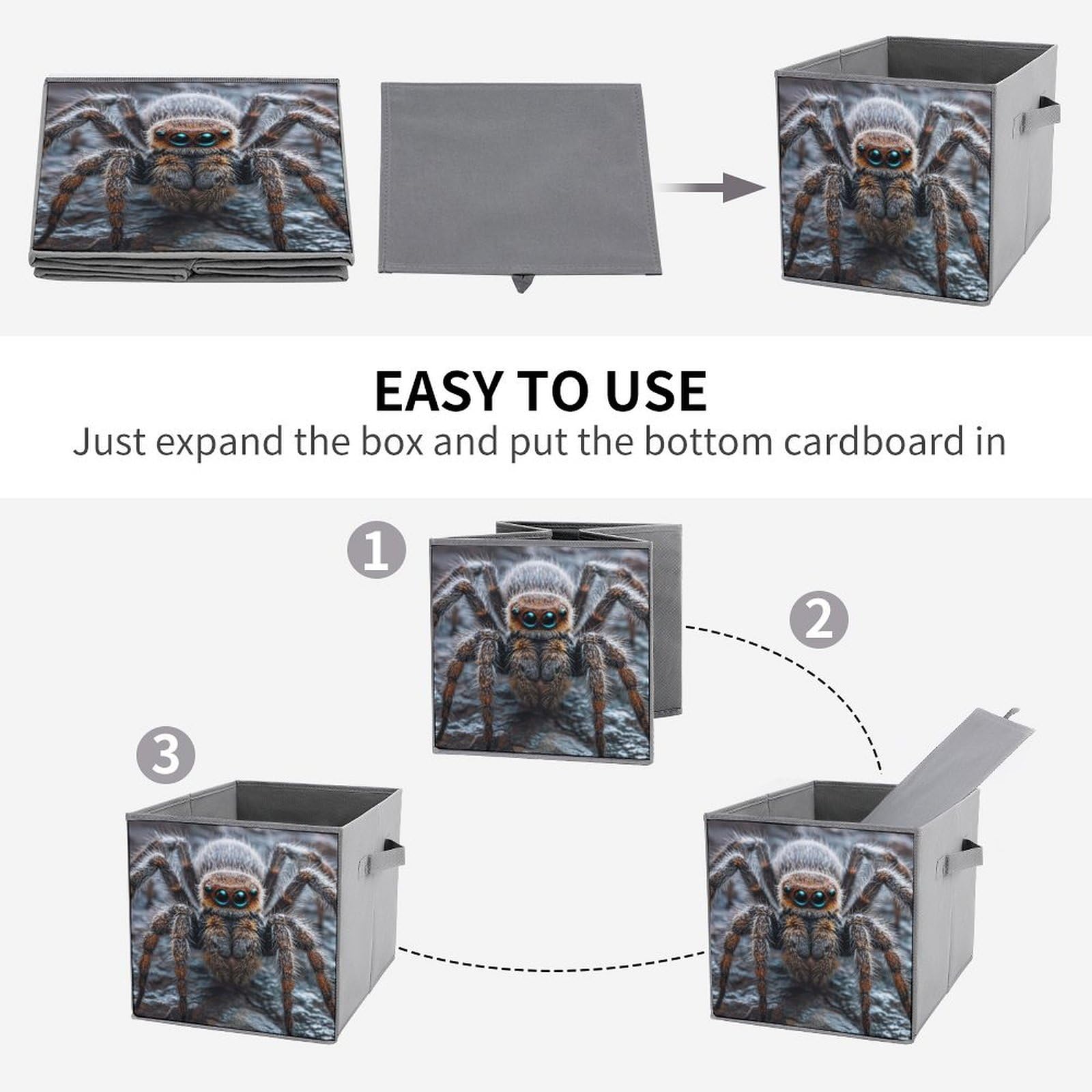 Spider Print Storage Box - Portable Organizer for Toys, Office Supplies & Home Decor | Perfect for Kids' Rooms, Workspaces & Closet Organization