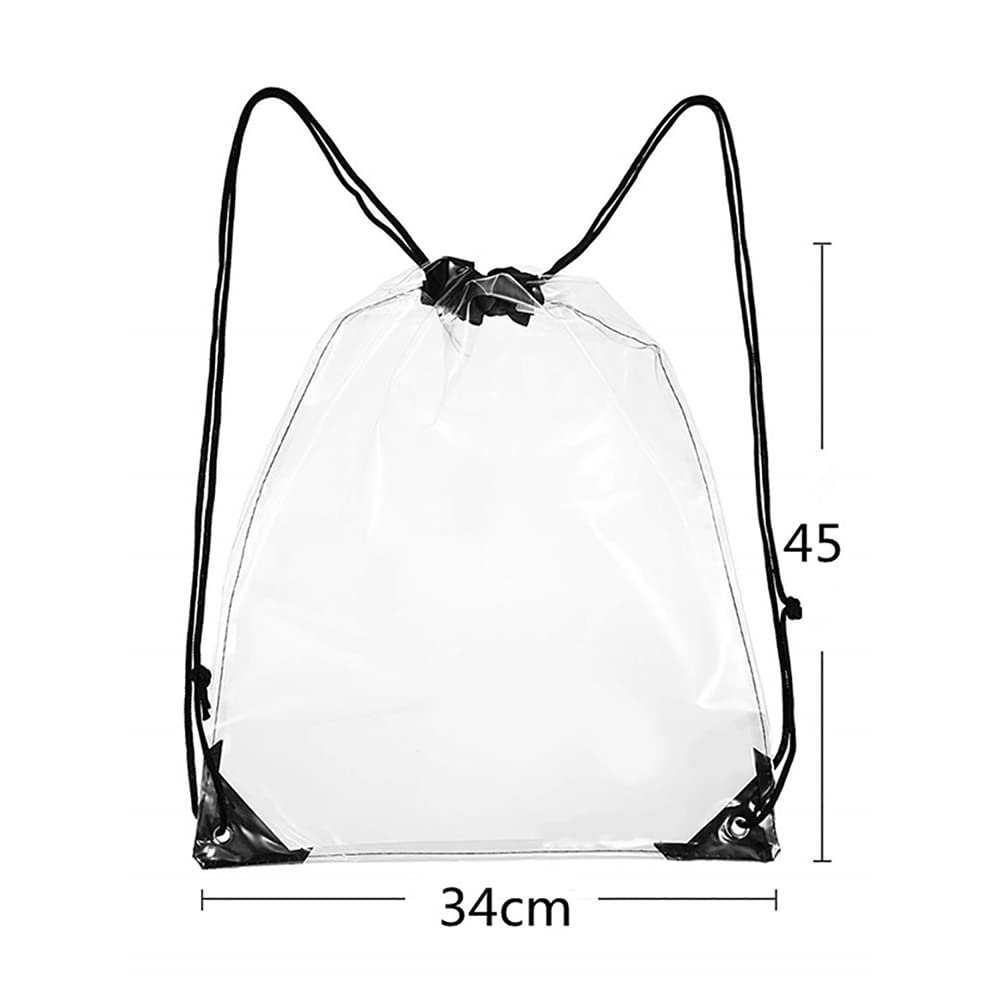 2 Pack Clear PVC Drawstring Backpacks - Waterproof & Lightweight Beach Bags for Swimming, Gym, Travel & Outdoor Activities